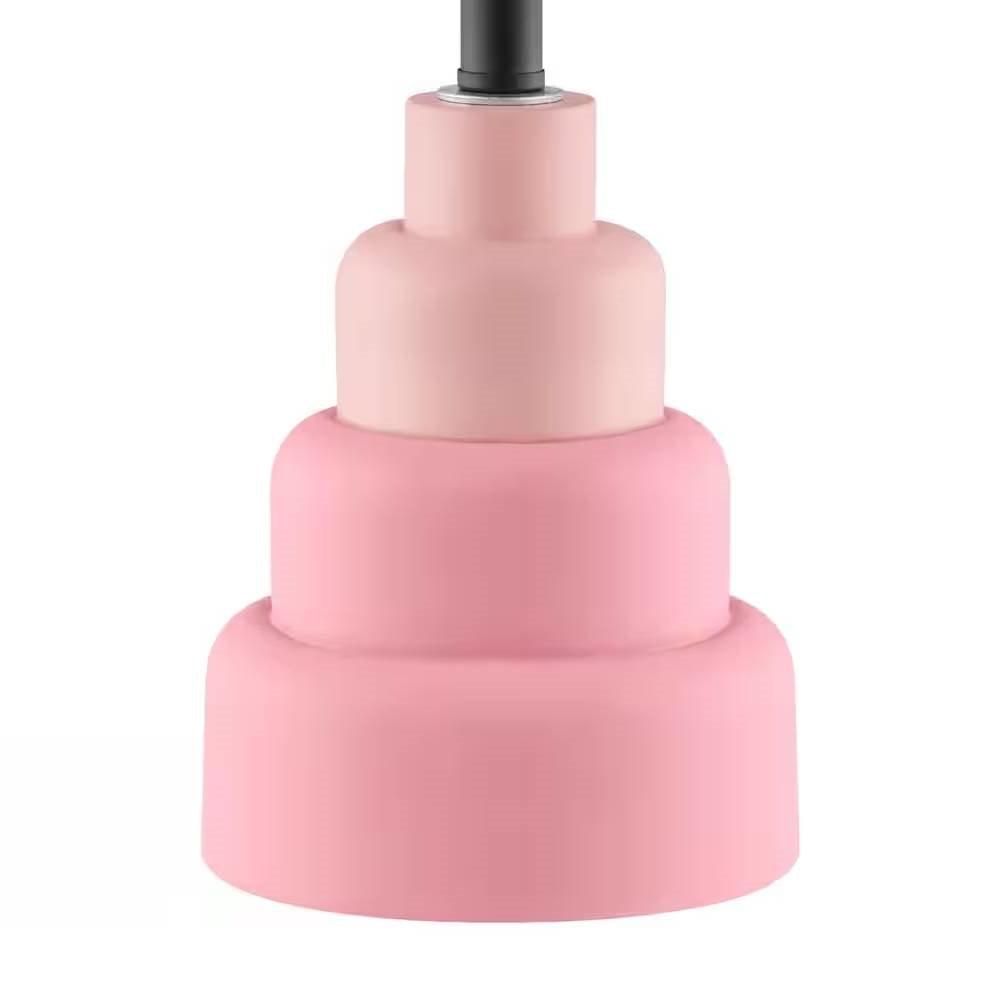 Small Pink Desk Light Table Lamp with White Fabric Shade for Bedside Nightstand - PRHOMZ