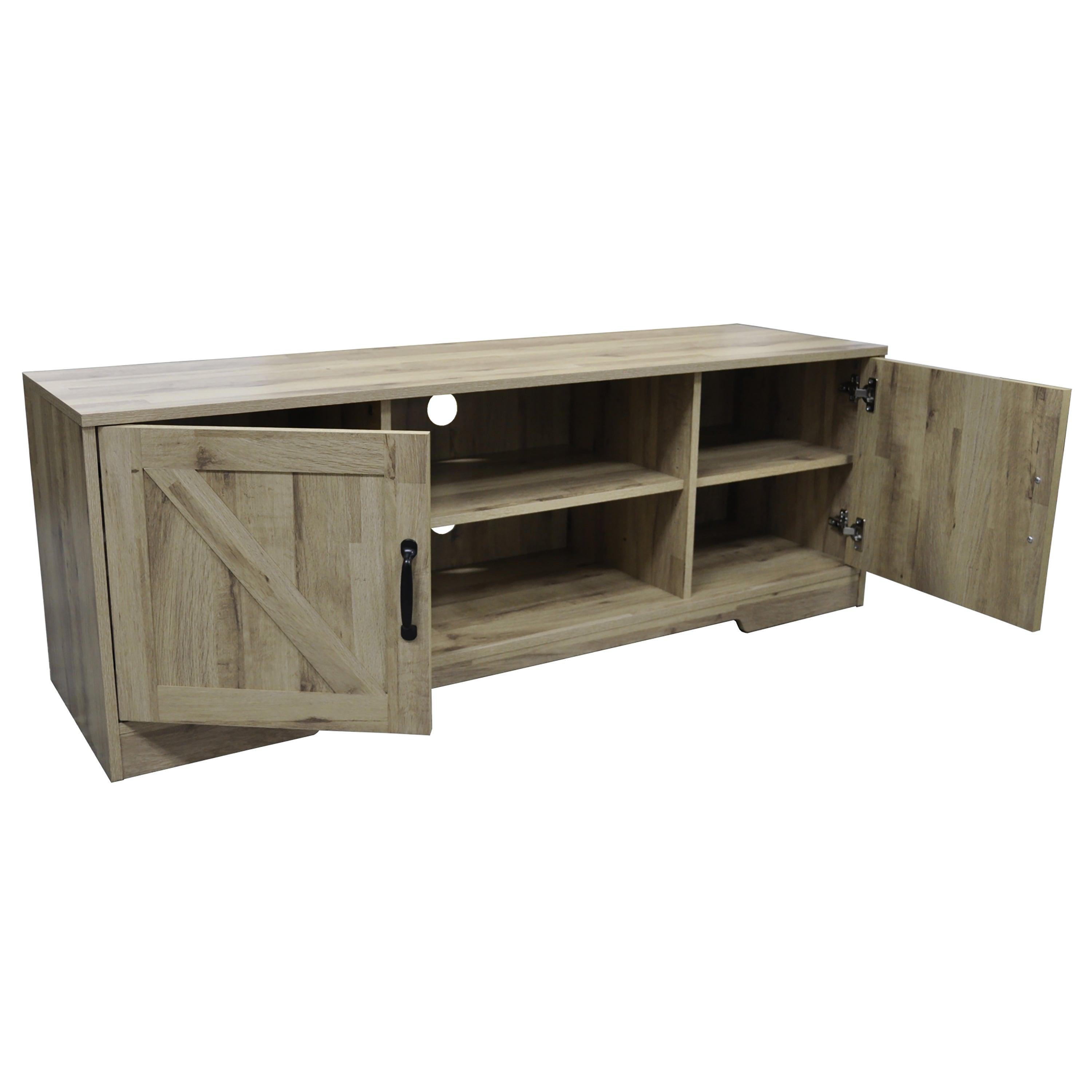 59 Inch Wood TV Stand with 2 Storage Cabinets Fits TV's up to 65 Inch - PRHOMZ