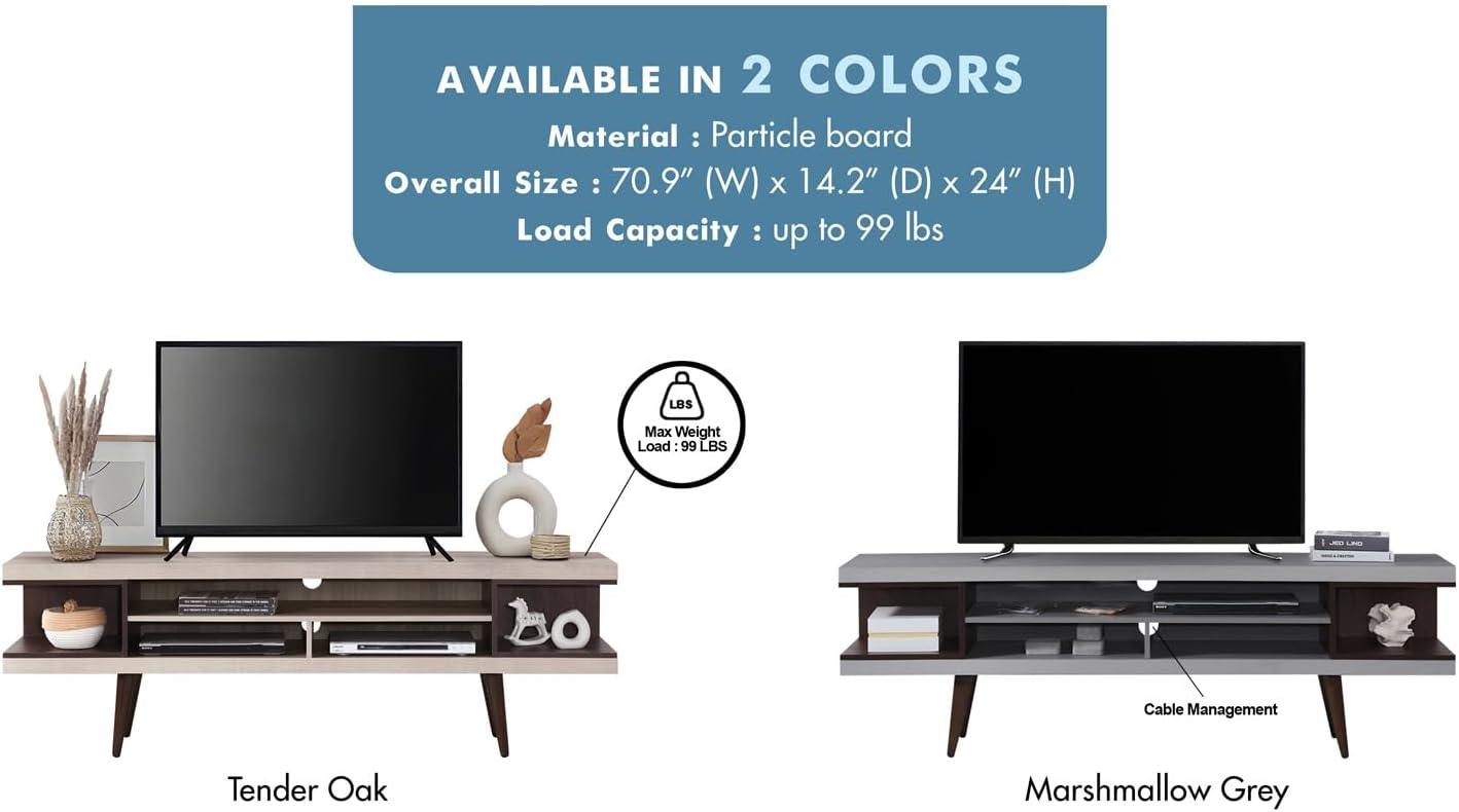 70.87 in. Stand with 5 Storage Shelves Fits TV's up to 75 in. - PRHOMZ