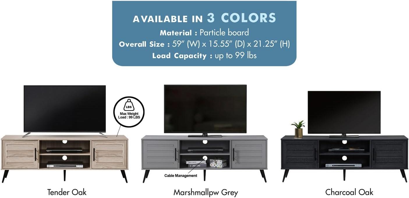 59 in. TV Stand with 2 Storage Cabinets Fits TV's up to 65 in. - PRHOMZ