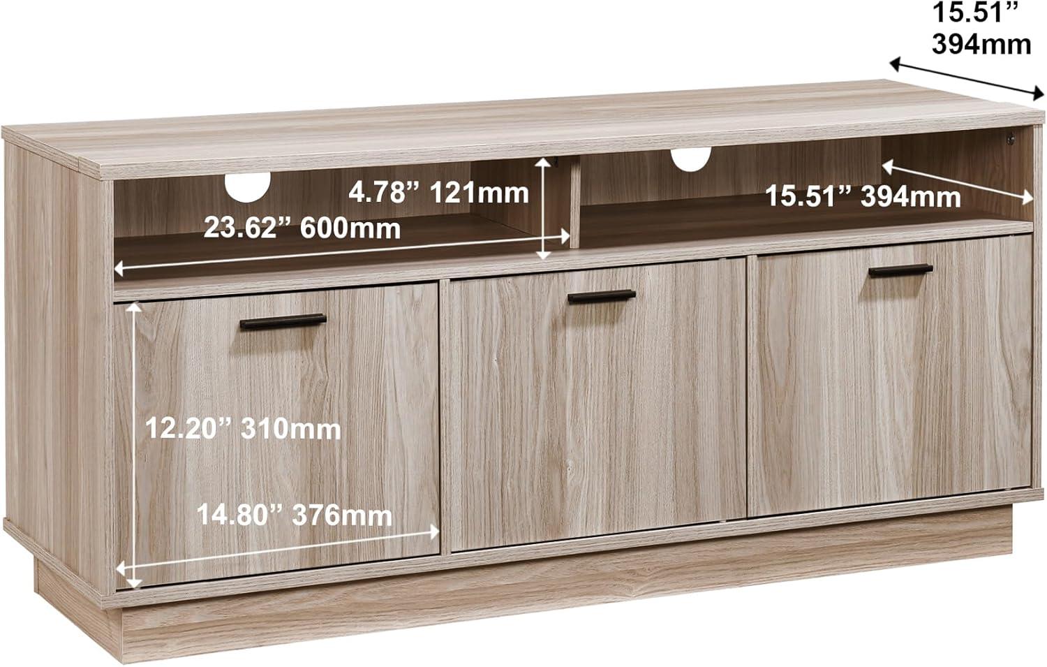 47.24 in. TV Stand with 3 Storage Cabinets Fits TV's up to 55 in. - PRHOMZ