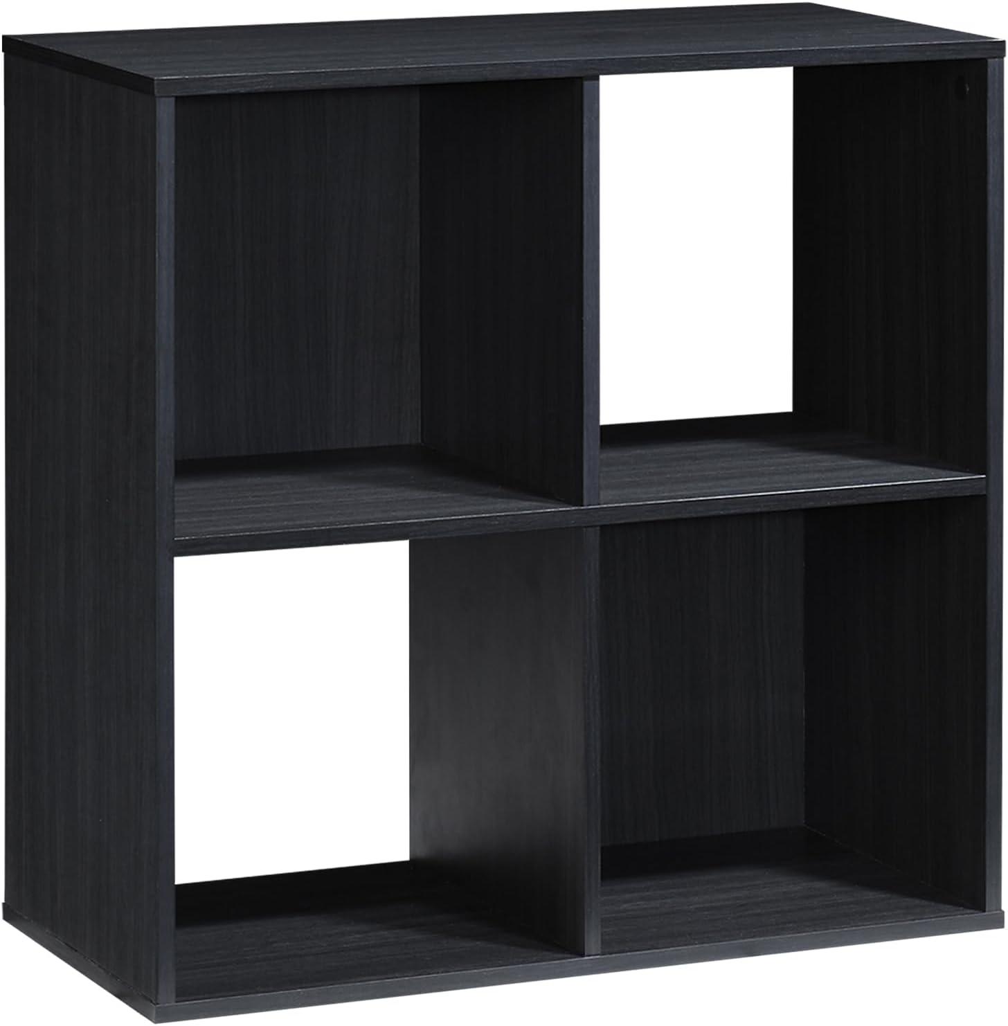 24.25 in. H x 23.5 in. W x 11.61 in. D Espresso Wood 4-Cube Storage Organizer - PRHOMZ