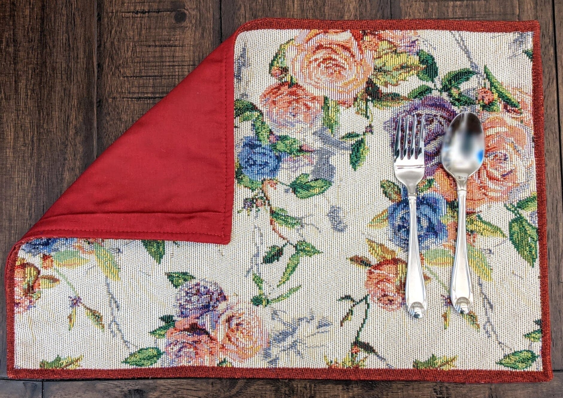 DaDa Bedding Set of 4-Pieces Vintage Romantic Roses Lovely Pink Floral Tapestry Placemats 13” x 19” (879)