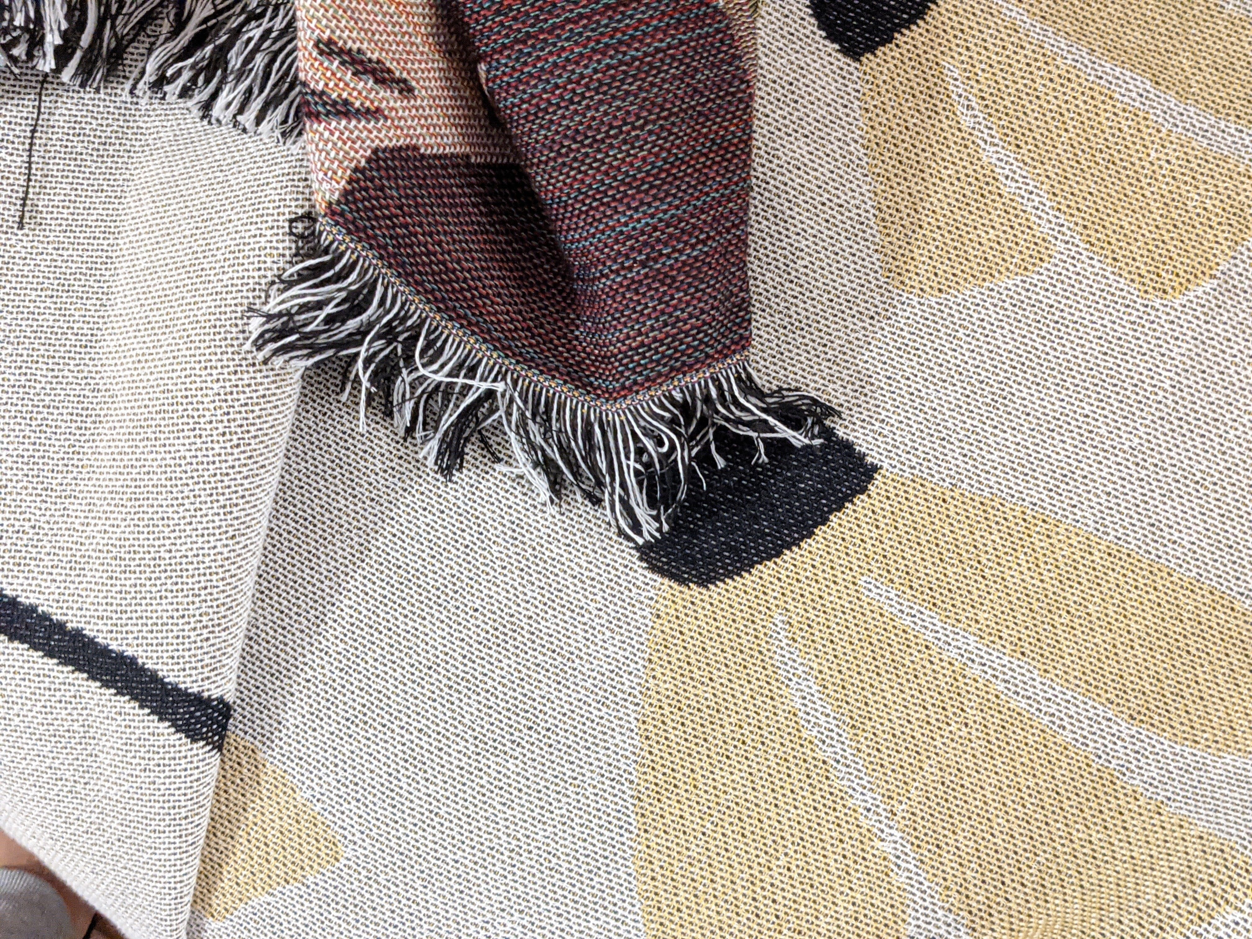 DaDa Bedding Yellow Fleur Botanical Sunshine Golden Floral Woven Tapestry Throw Blanket - 50” x 60” (18112)