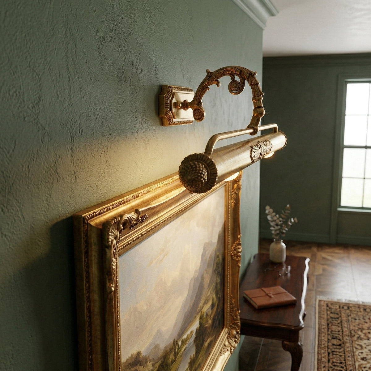 Antique Brass Picture Frame Wall Lamp with Integrated Light | Gallery Wall Art