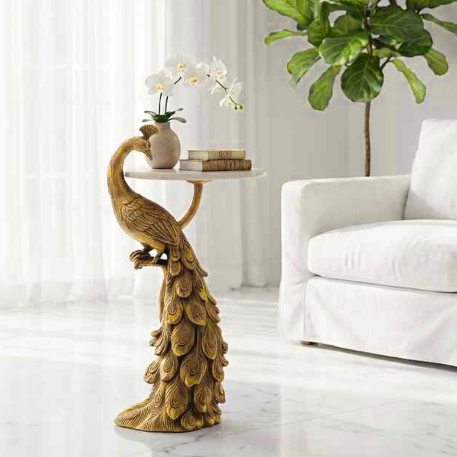 Peacock Round Accent Table