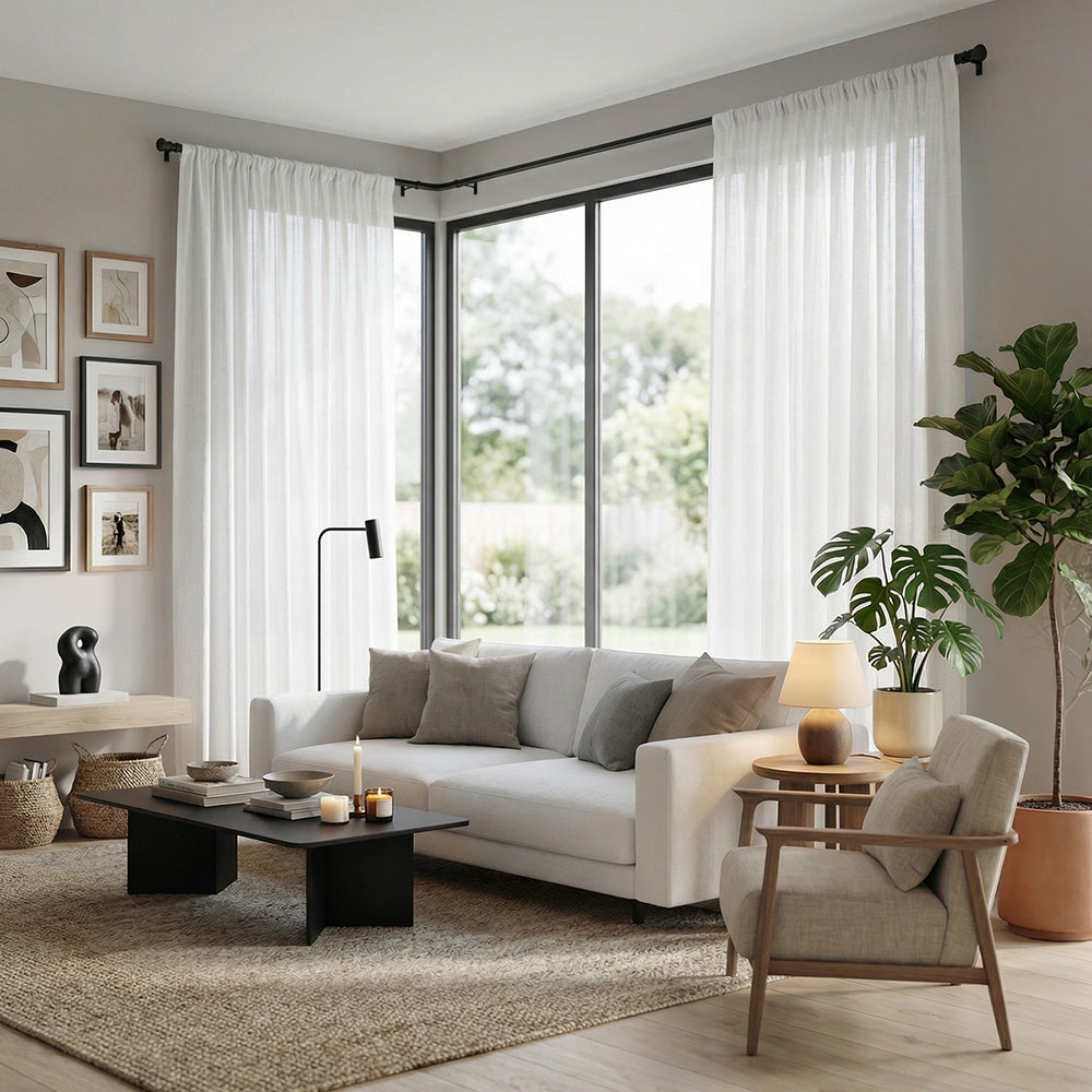 Pearl White Phantom Semi Sheer Curtain