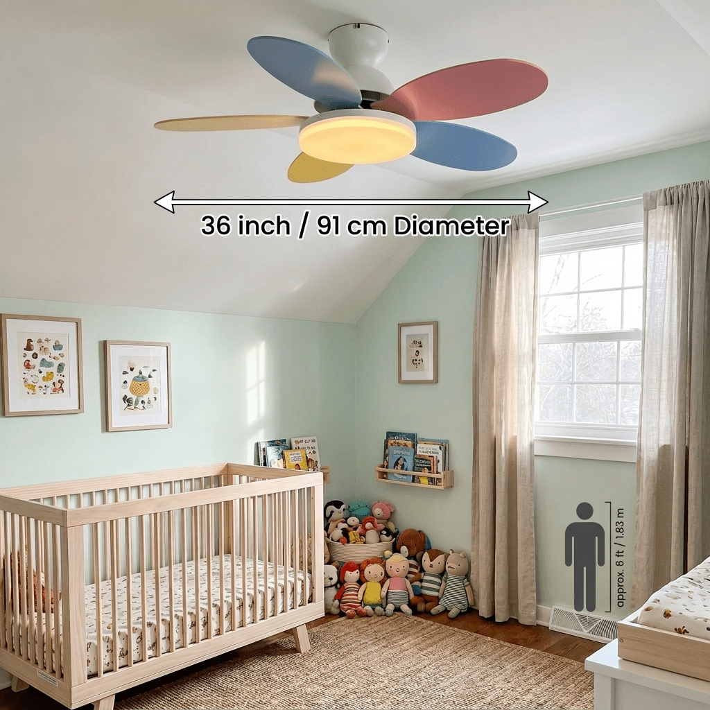 Petalux | Modern Ceiling Fan with LED Light and Remote | Quiet DC Motor for Living Rooms