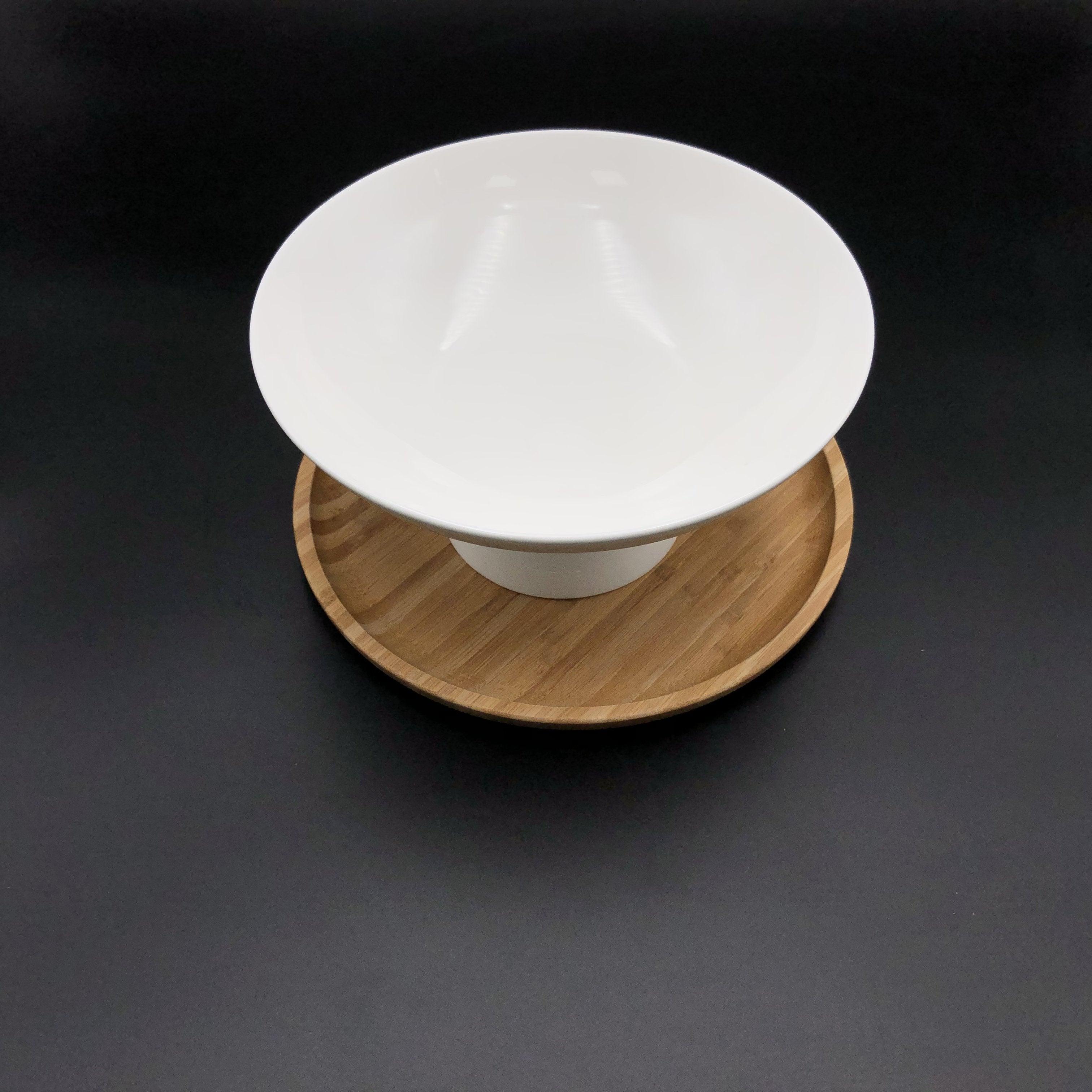 Fine Porcealim Fruit Vase With A10 Inch Bamboo Tray - PRHOMZ