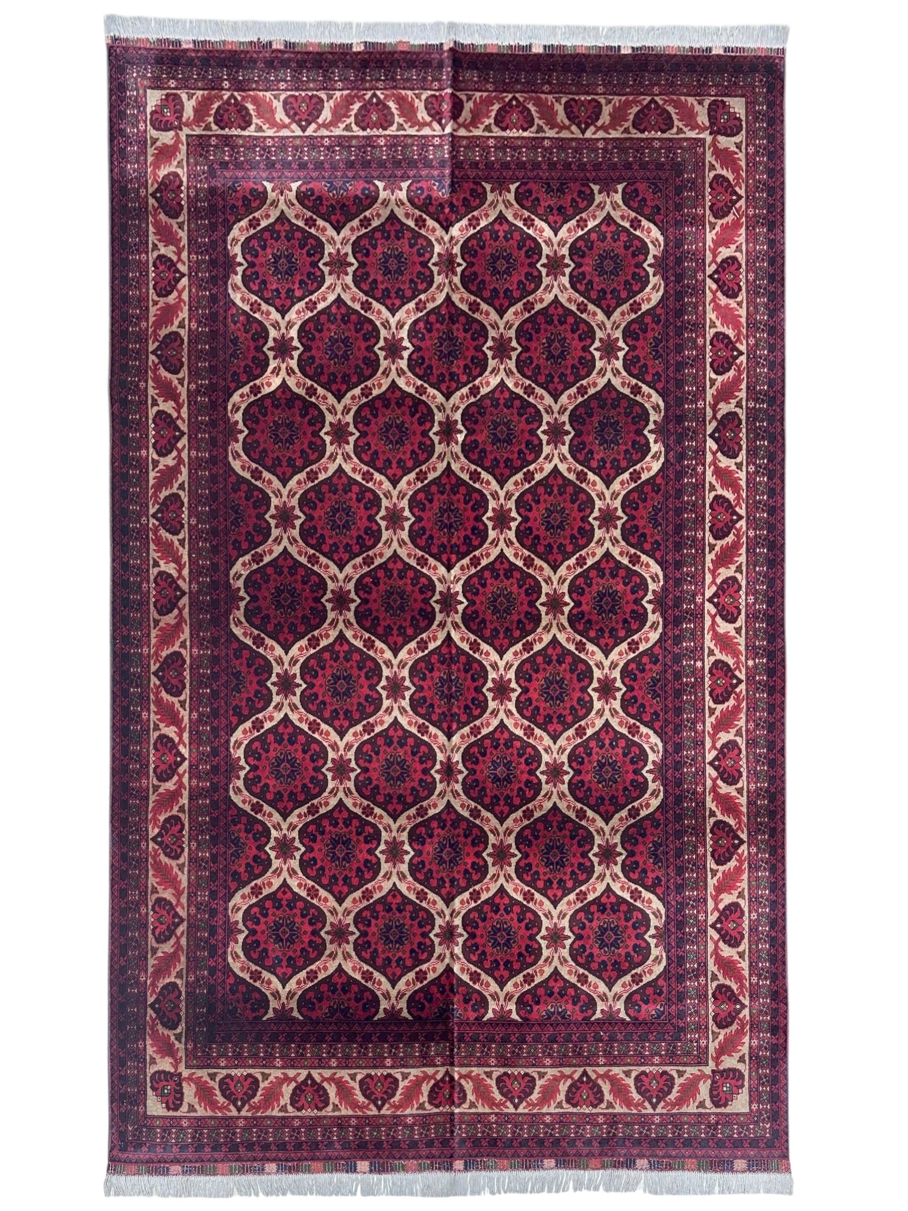 Hand-Knotted Afghani Heart Shape Wool Rug – 6’6″ x 9’5″