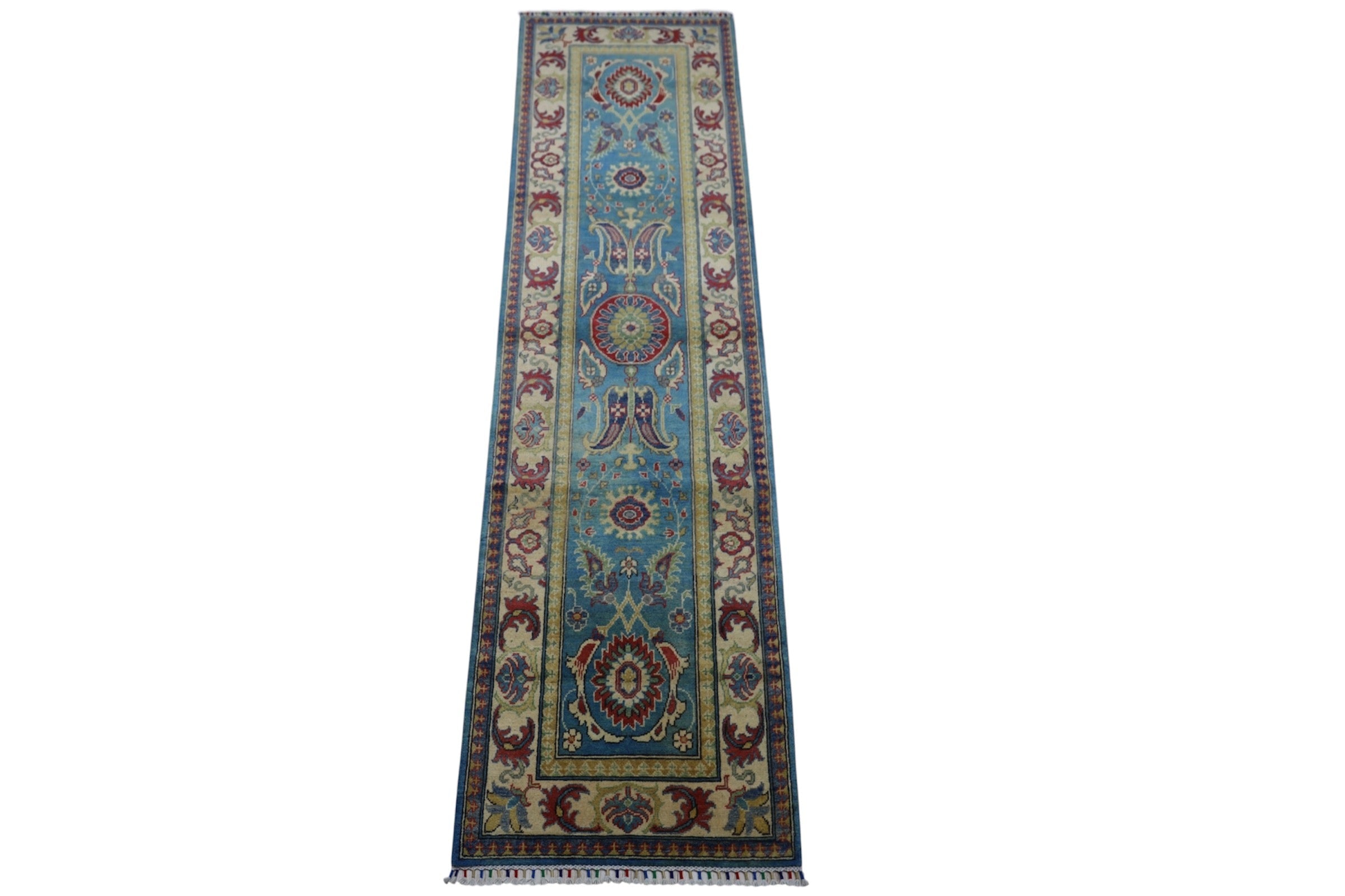 Hand-Knotted Afghani Kazak Wool Rug – 2’8″ x 9’9″