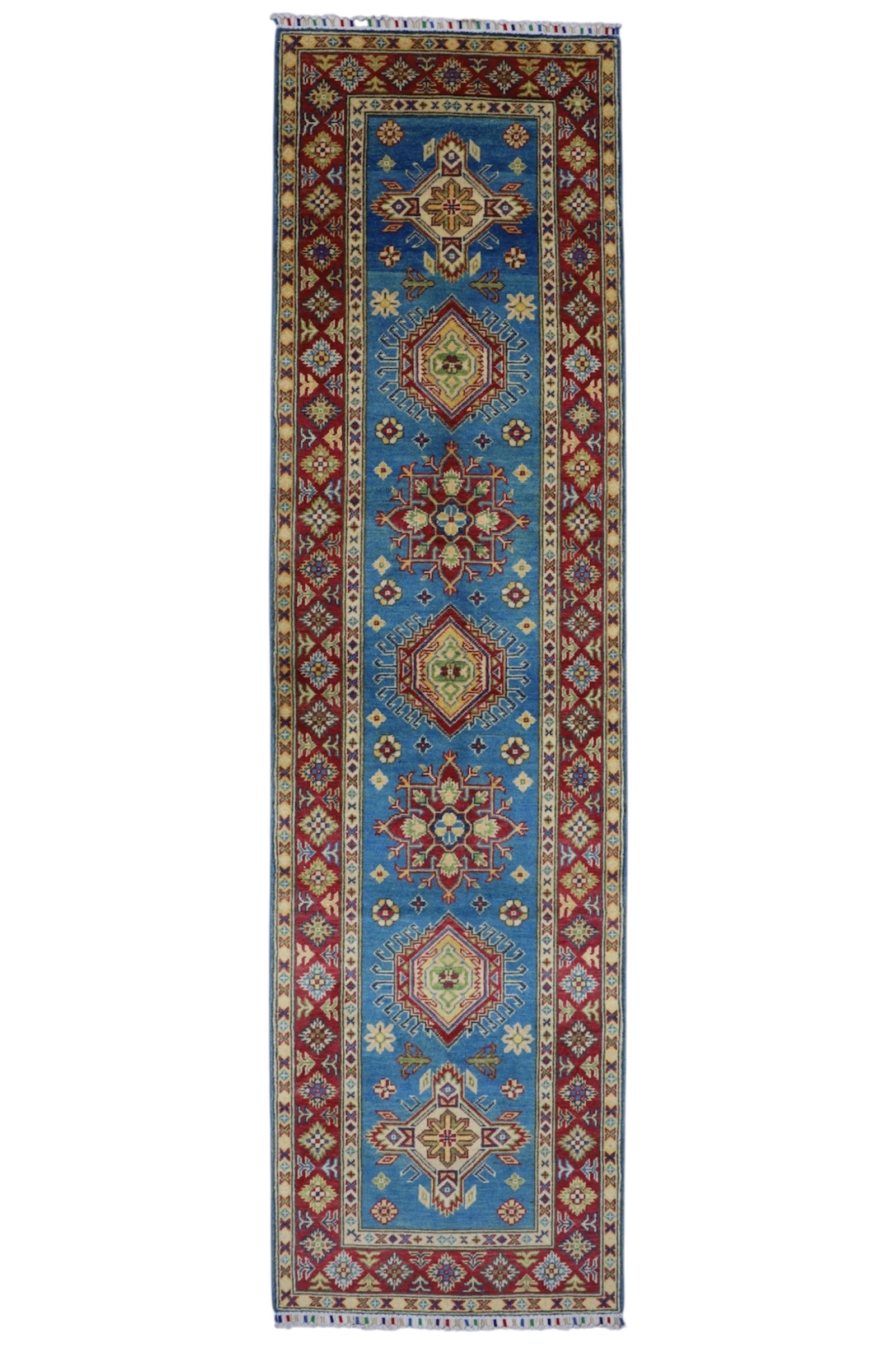 Hand-Knotted Afghani Kazak Wool Rug – 2’9″ x 9’9″