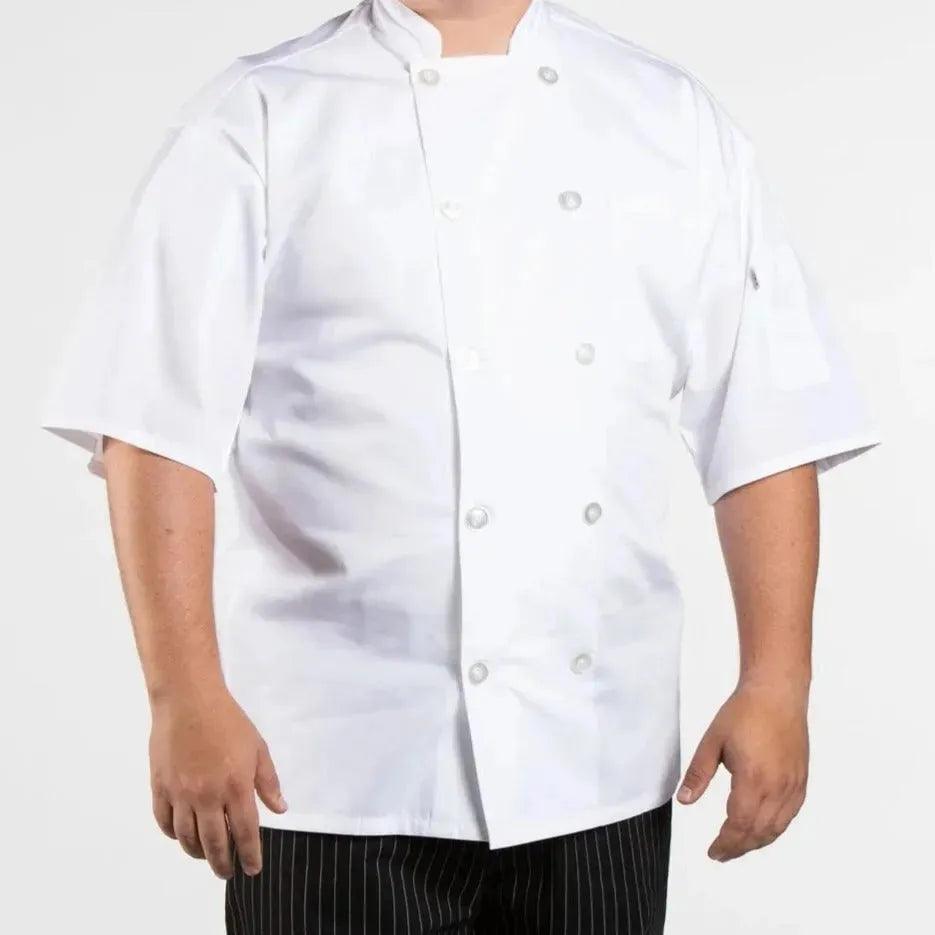 Poplin Cotton Blend Pro-vent Short Sleeve Chef Coat 2 PK - PRHOMZ