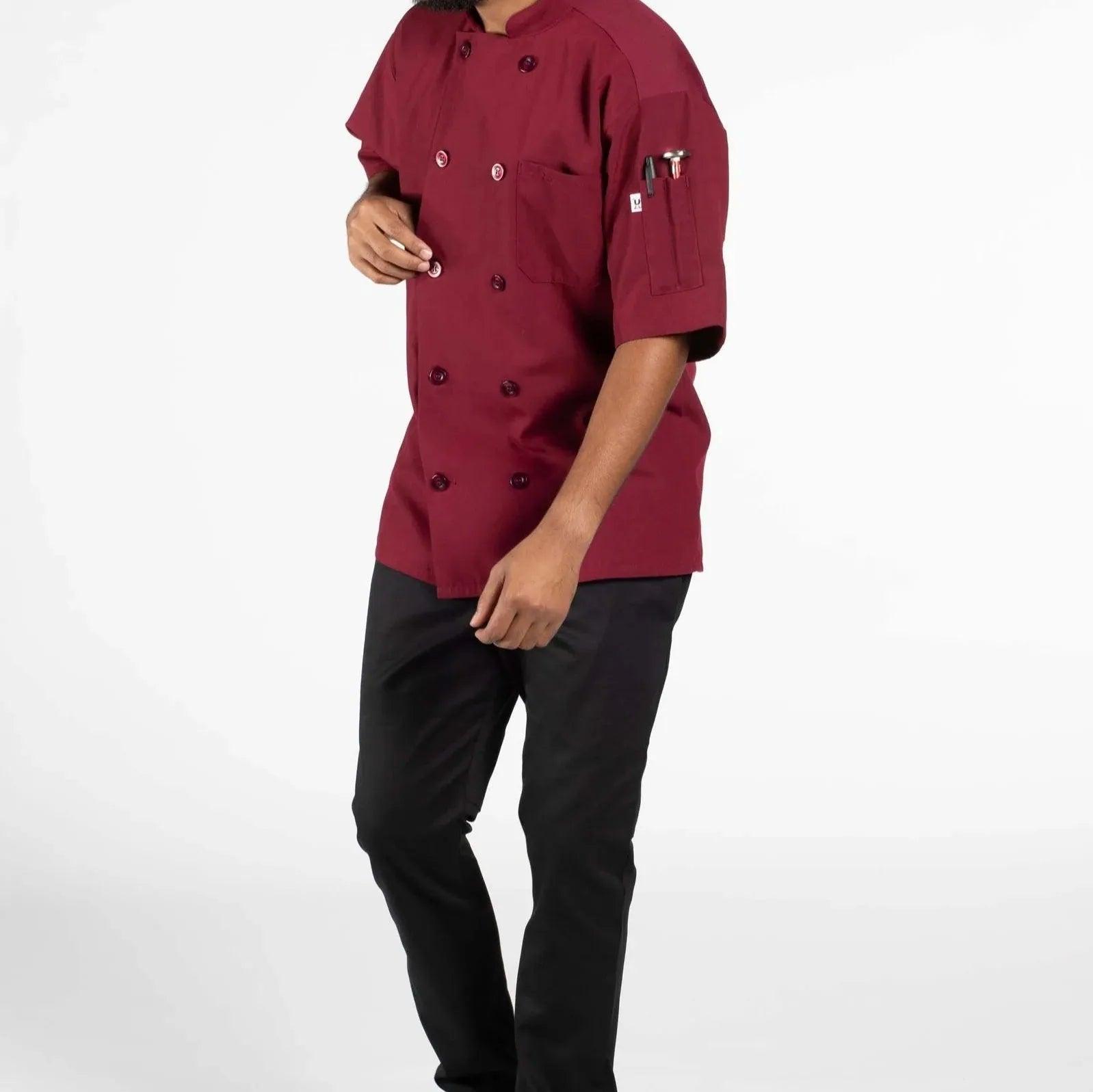 Poplin Cotton Blend Pro-vent Short Sleeve Chef Coat 2 PK - PRHOMZ