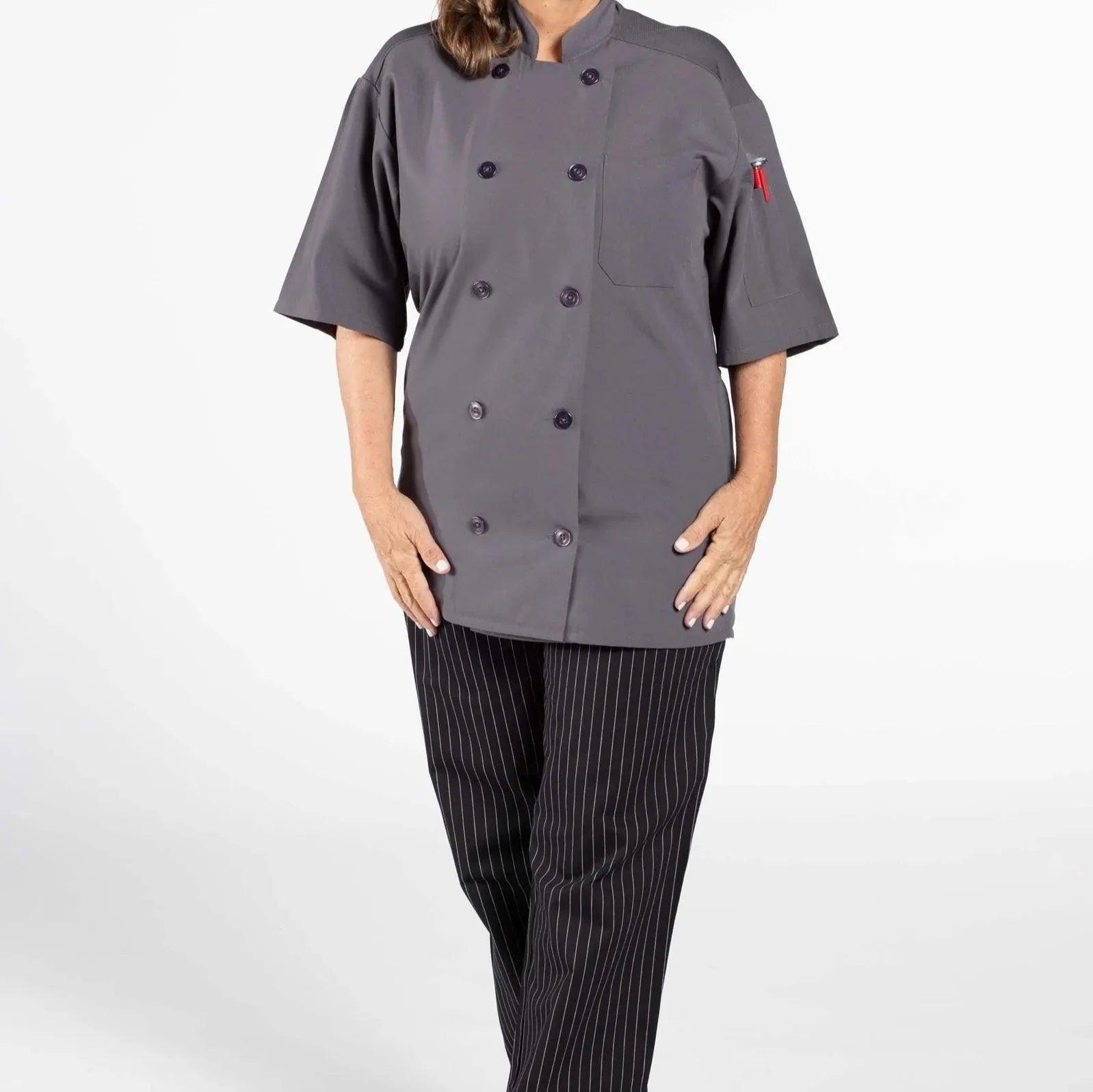 Poplin Cotton Blend Pro-vent Short Sleeve Chef Coat 2 PK - PRHOMZ