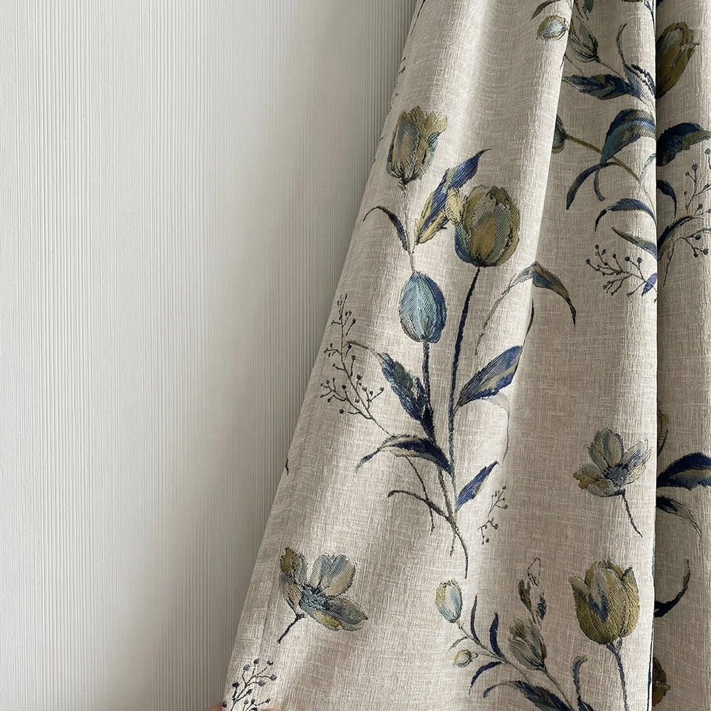 Priya Modern Vintage Floral Cotton Curtains