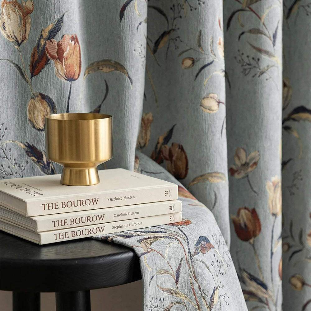 Priya Modern Vintage Floral Cotton Curtains