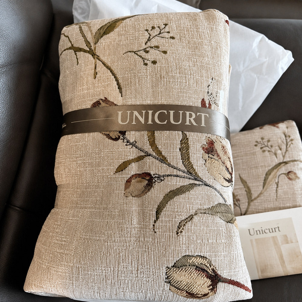 Priya Modern Vintage Floral Cotton Curtains