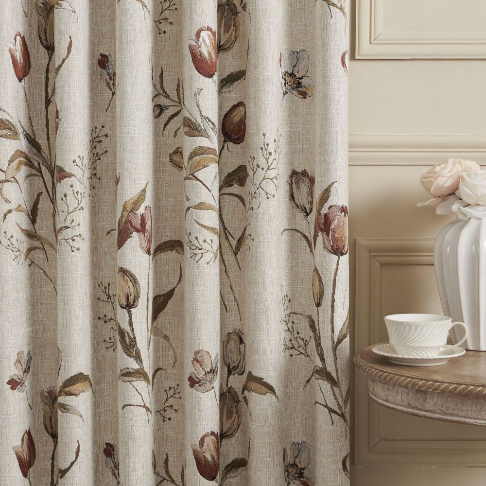 Priya Modern Vintage Floral Cotton Curtains