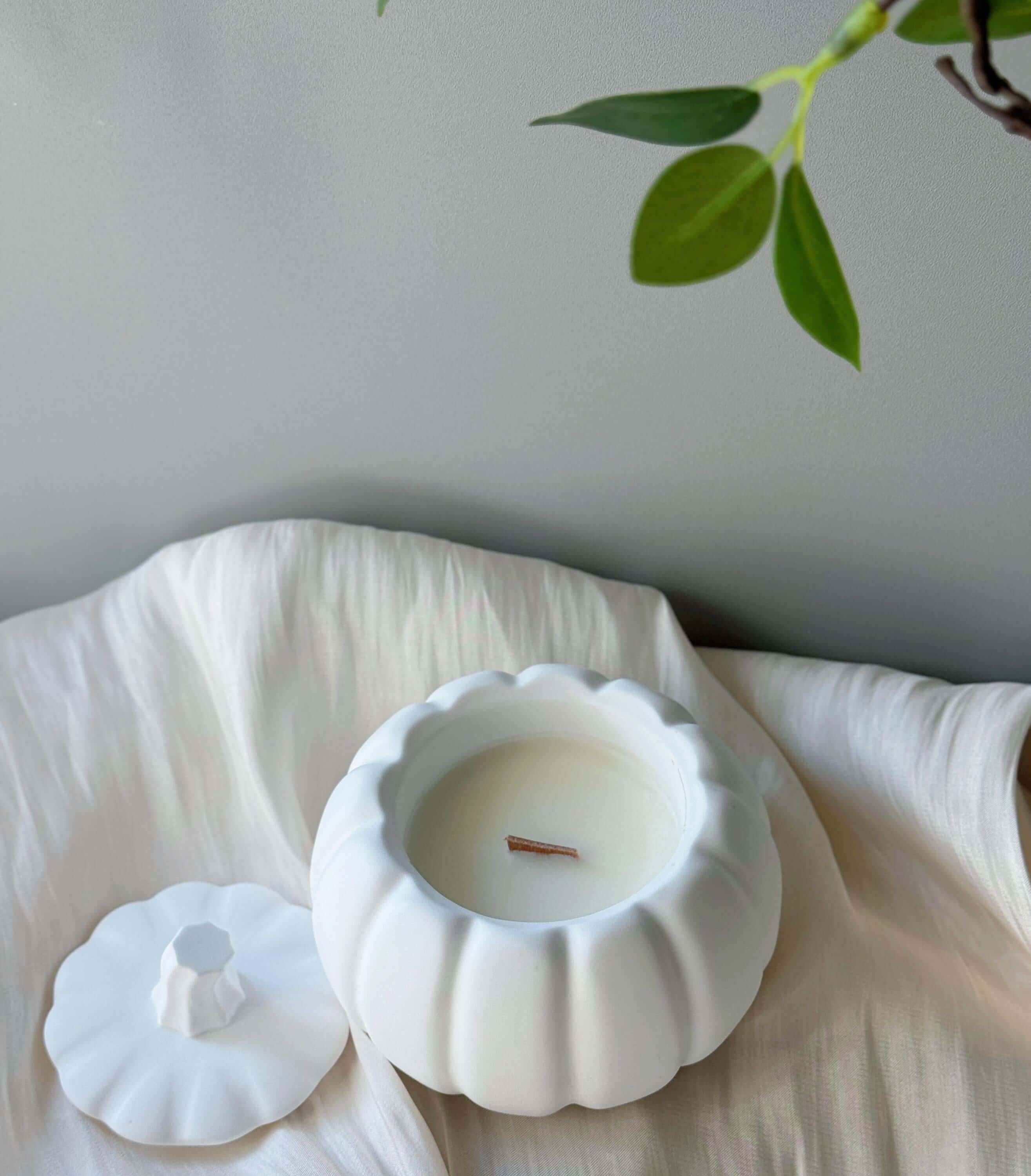 Jesmonite Pumpkin Candle | Sculptural Fall Décor