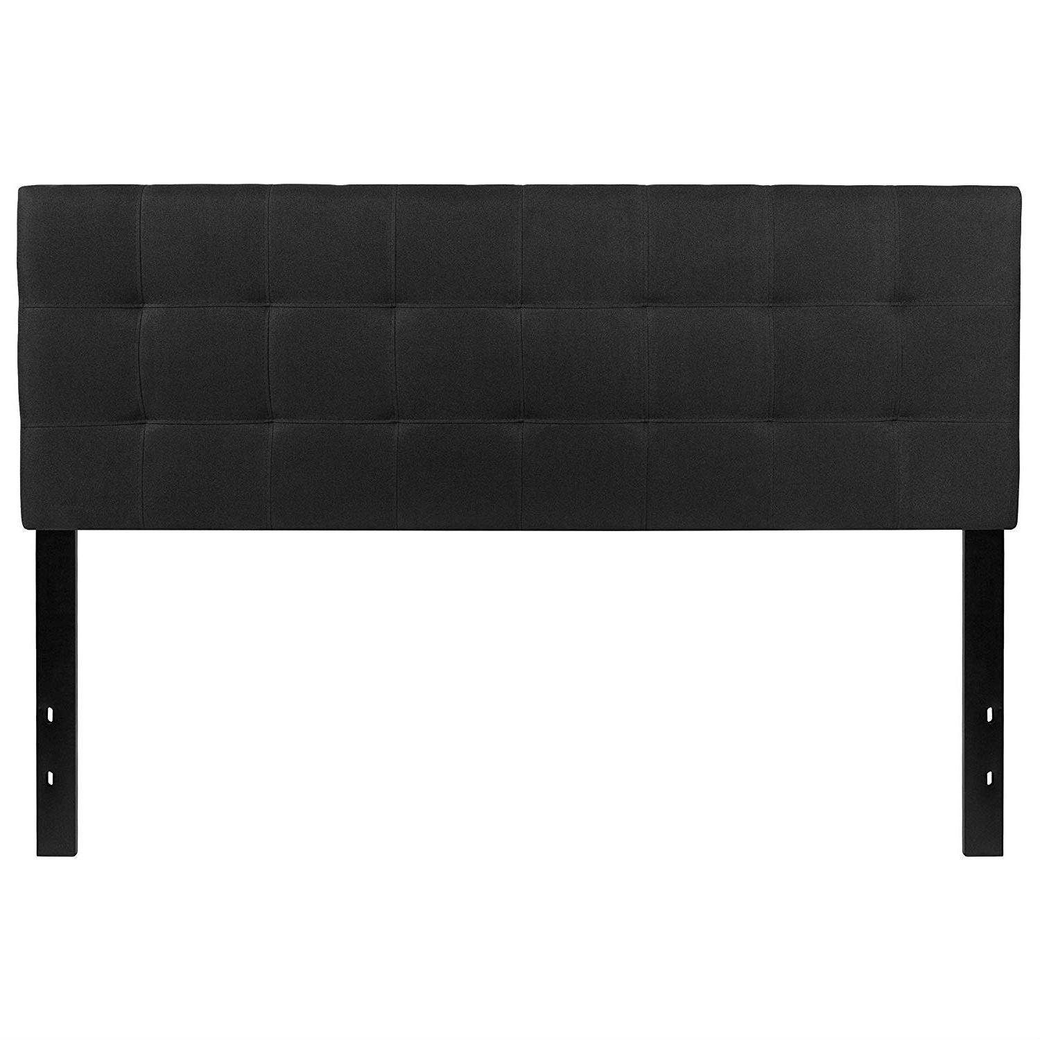Queen size Modern Black Fabric Upholstered Panel Headboard - PRHOMZ