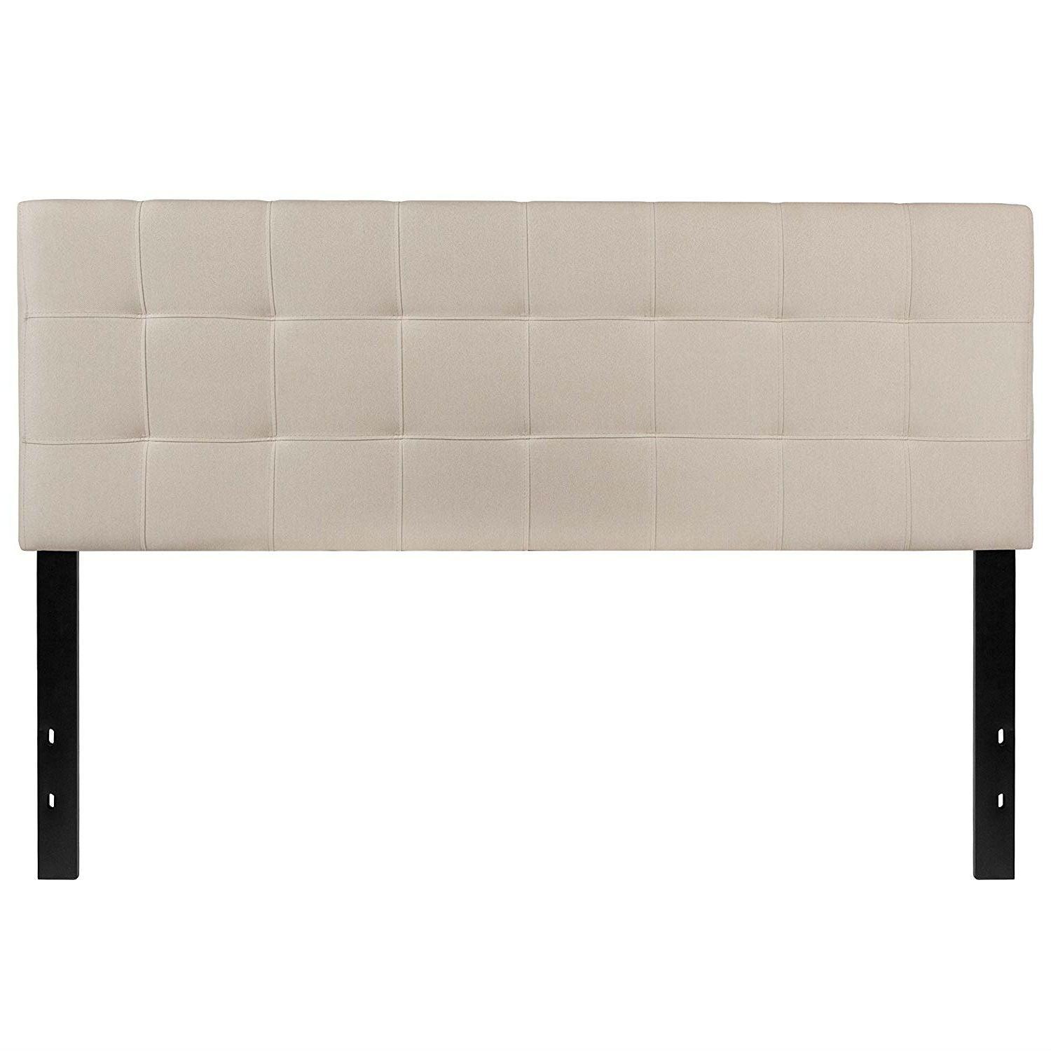 Queen size Beige Taupe Fabric Upholstered Panel Headboard-0