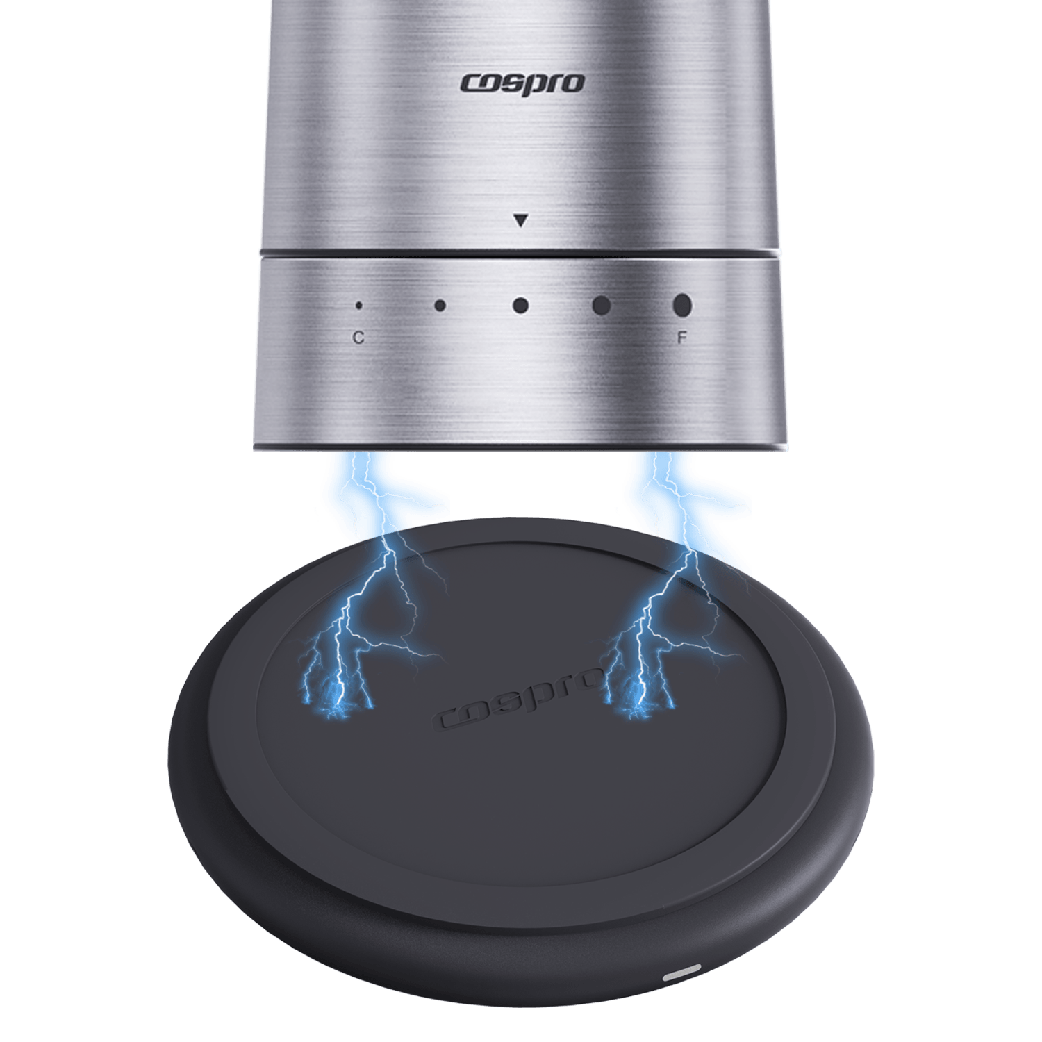 COSPRO Electric Salt and Pepper Grinder with Qi Wireless Charging Base – 1-Pack