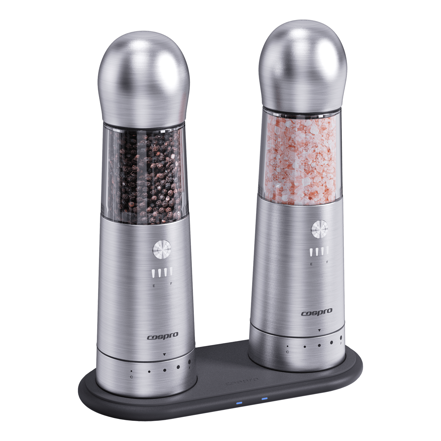 COSPRO 2-in-1 Electric Salt and Pepper Grinder Set with Wireless Charging Base – SPL Edition