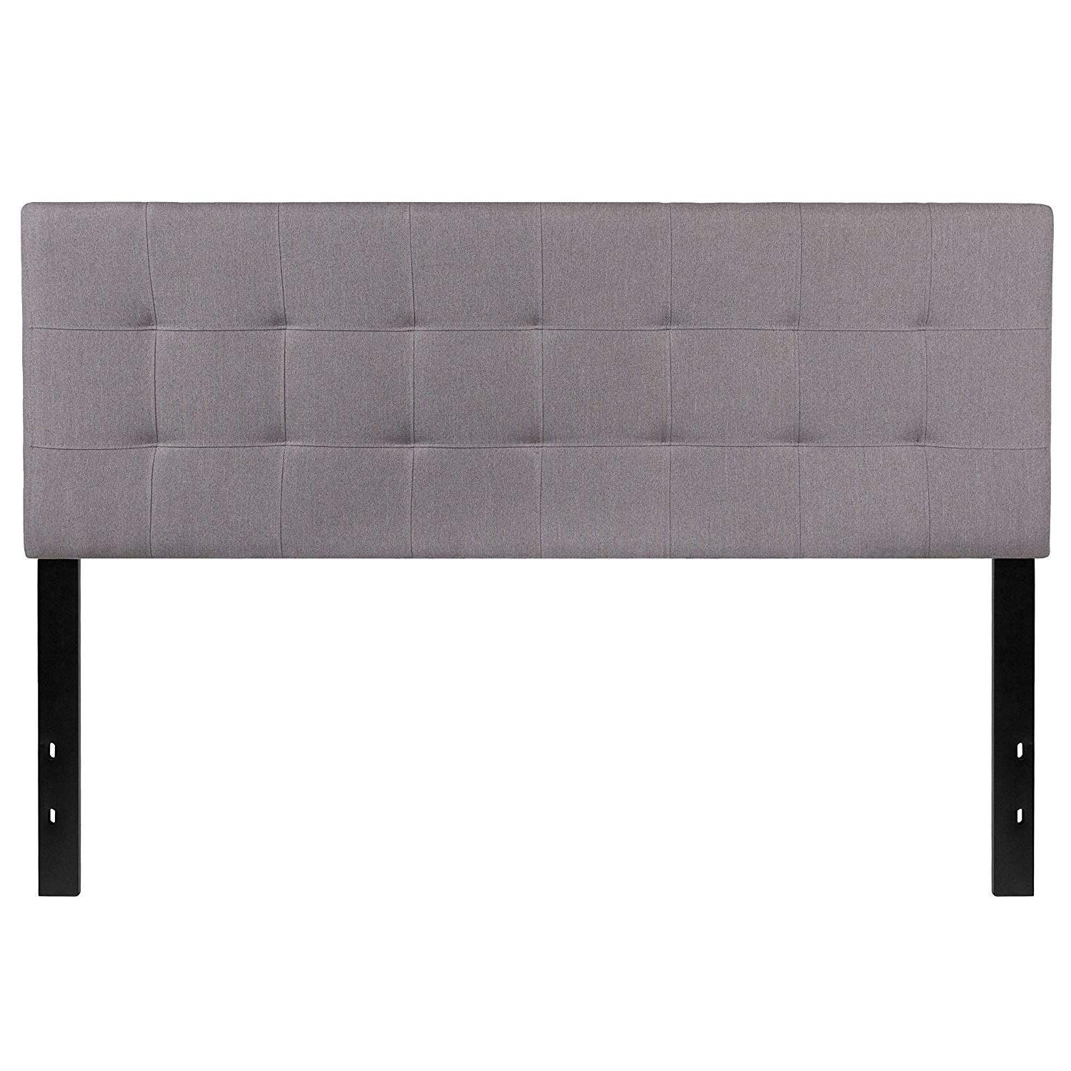Queen size Modern Light Grey Fabric Upholstered Panel Headboard - PRHOMZ
