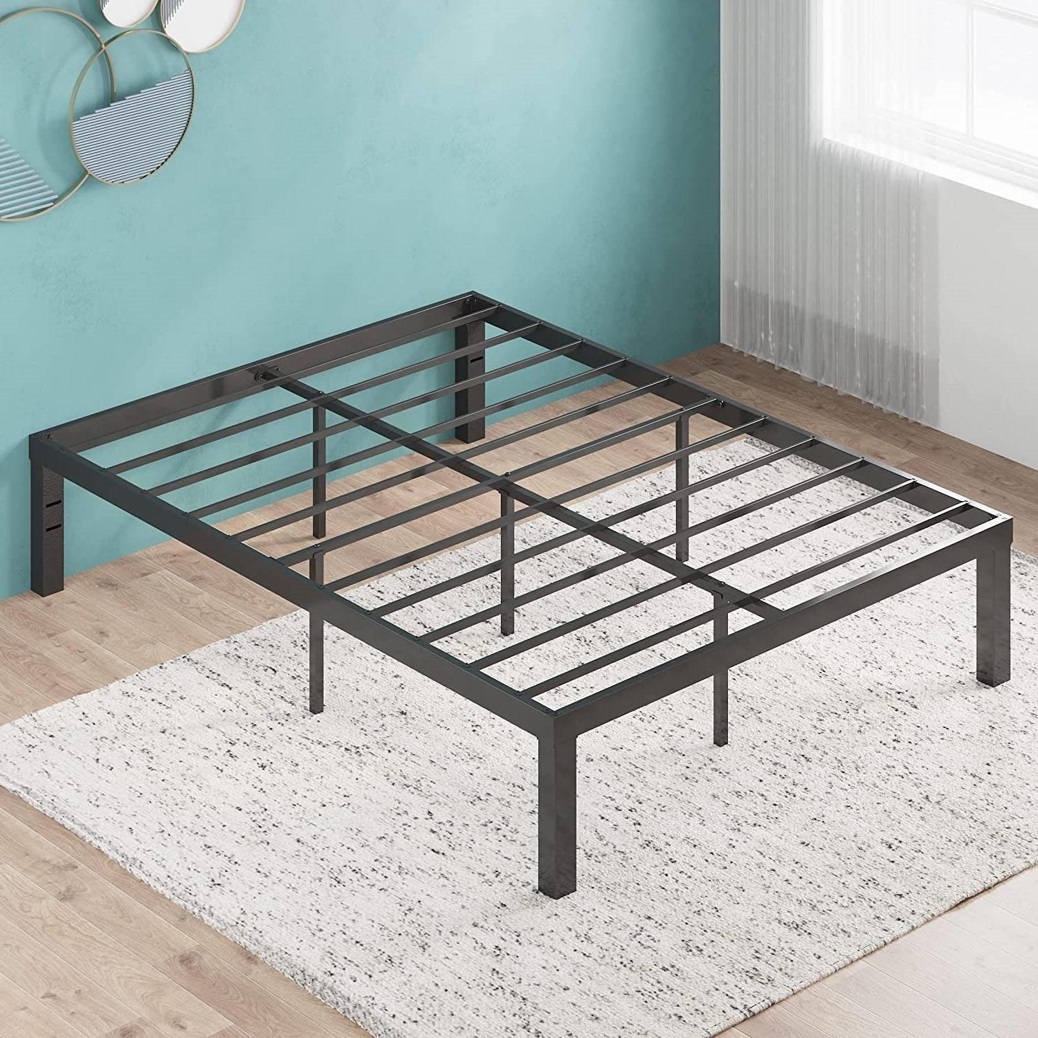Queen size Modern 16-inch Heavy Steel Metal Platform Bed Frame - PRHOMZ