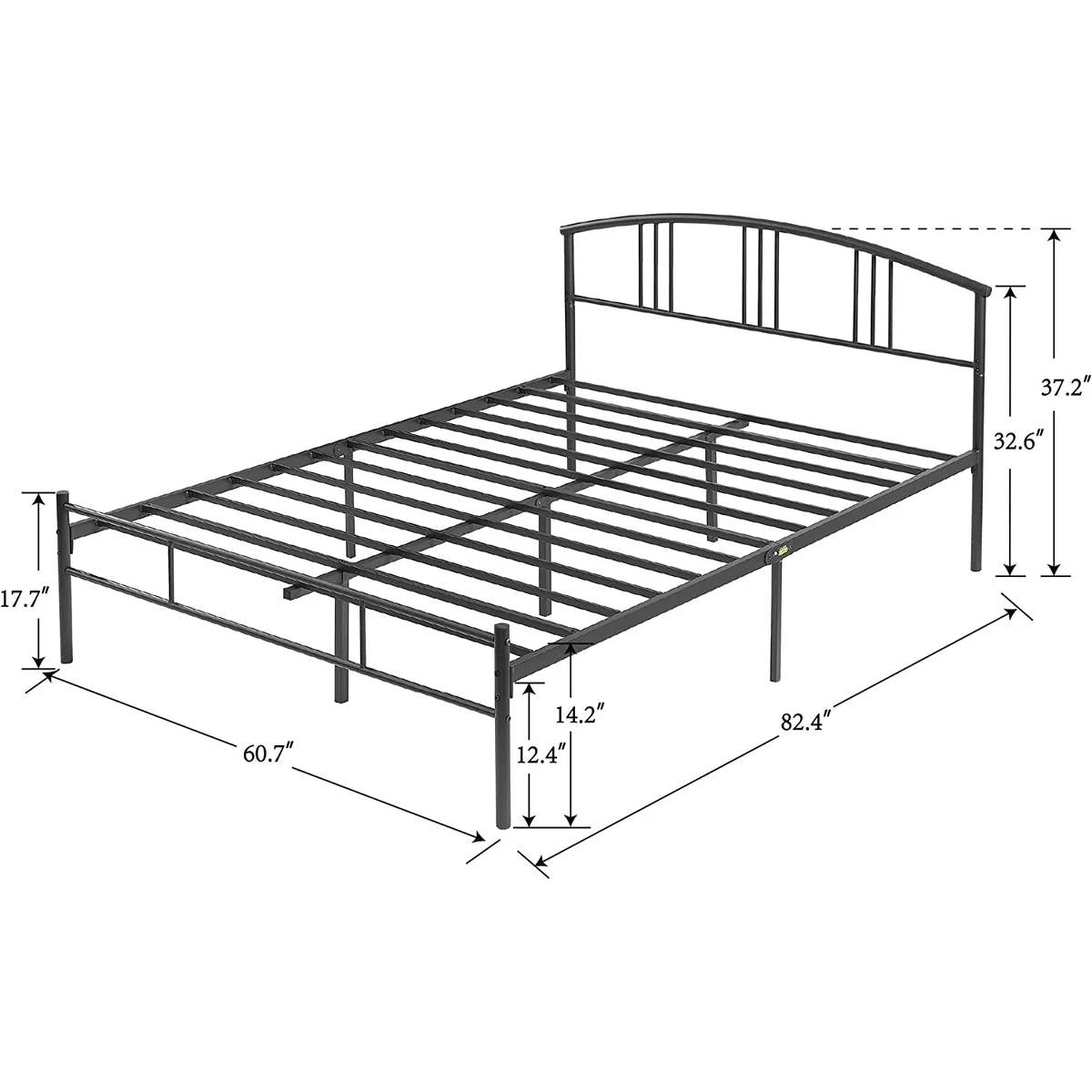 Queen size Black Metal Platform Bed Frame with Arched Headboard-4