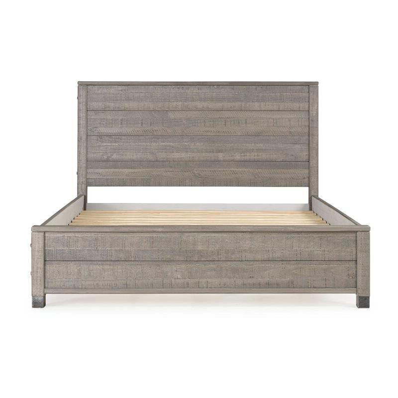 Queen Solid Wooden Platform Bed Frame with Headboard in Grey Wood Finish - PRHOMZ