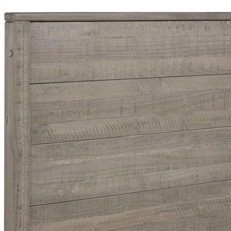 Queen Solid Wooden Platform Bed Frame with Headboard in Grey Wood Finish - PRHOMZ