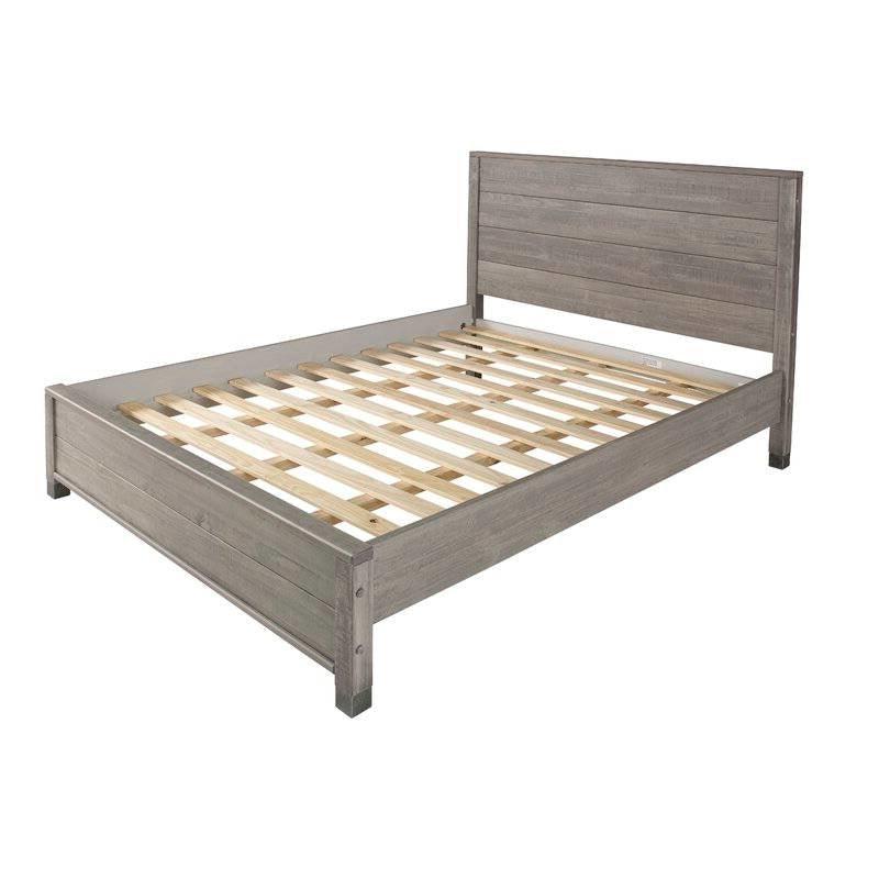 Queen Solid Wooden Platform Bed Frame with Headboard in Grey Wood Finish - PRHOMZ