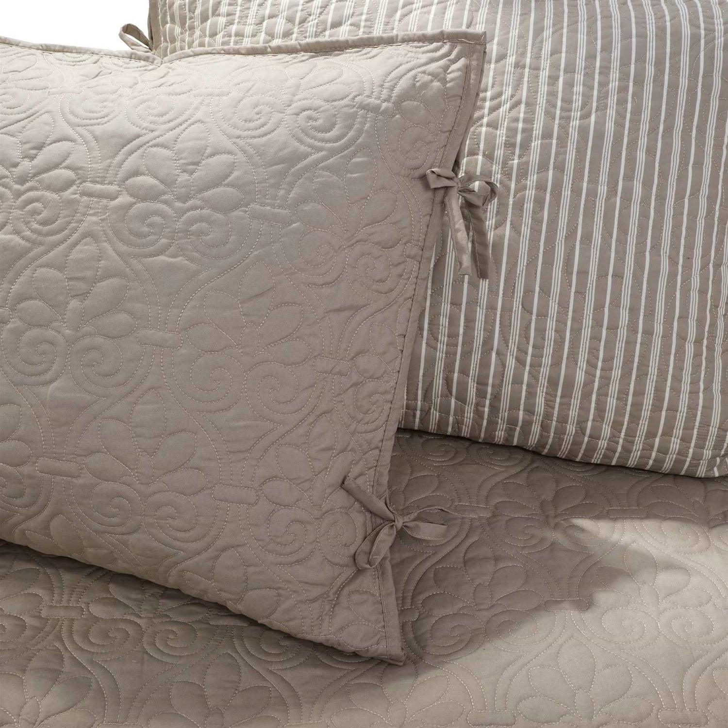 6-Piece Country Cottage Quilted Khaki Reversible Day Bed Cover Set - PRHOMZ