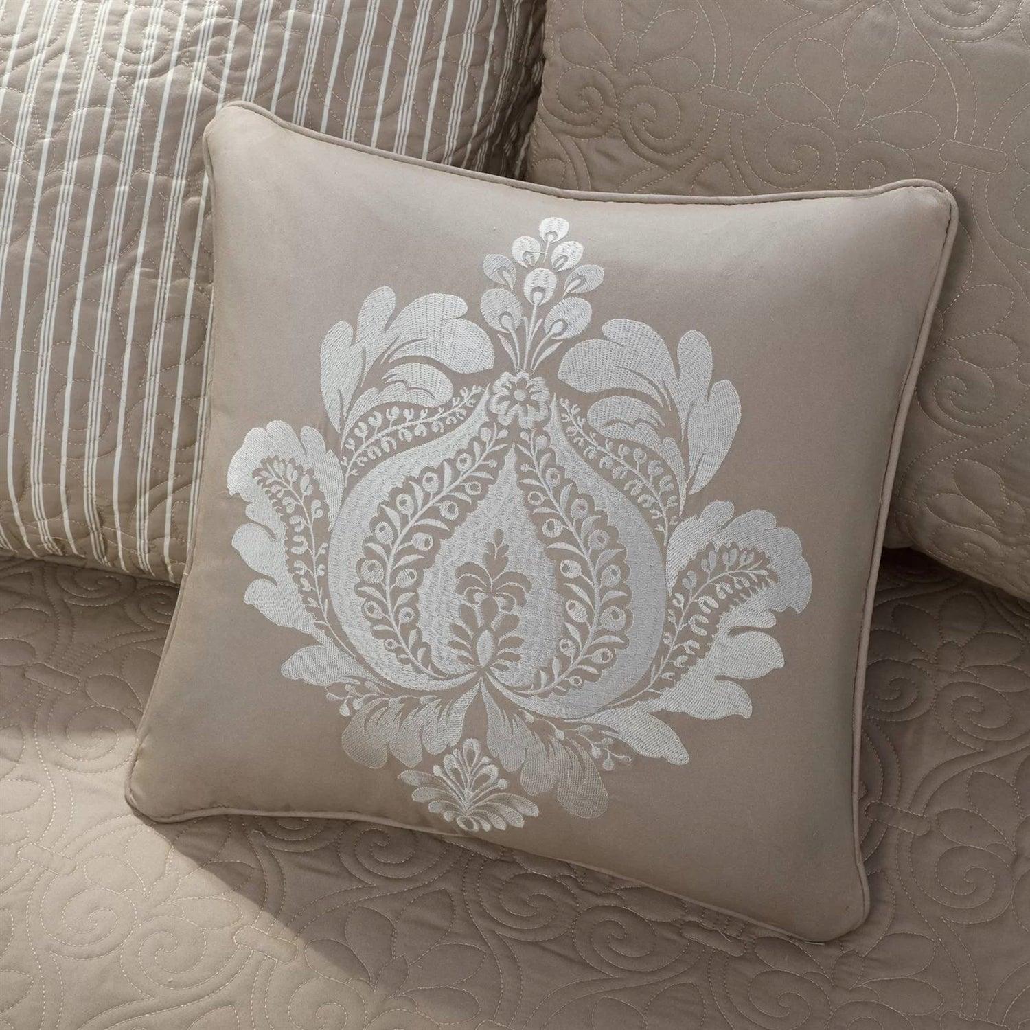 6-Piece Country Cottage Quilted Khaki Reversible Day Bed Cover Set - PRHOMZ