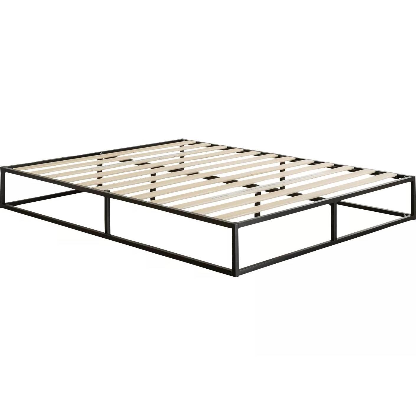 Queen size 10-inch Low Profile Modern Metal Wood Slat Platform Bed Frame - PRHOMZ