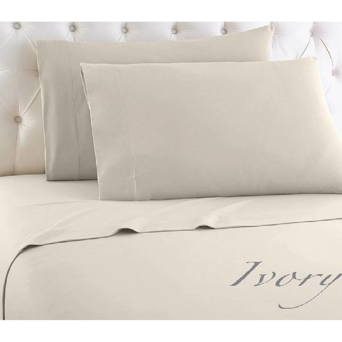 Queen Ivory 100-Percent Egyptian Cotton 1000 Thread Count 4-Piece Sheet Set - PRHOMZ