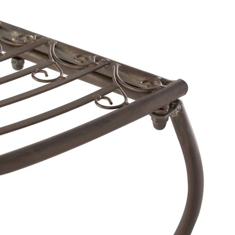 Outdoor Patio Garden Rustic Bronze Brown Wrought Iron Half-Circle Tree Bench-2