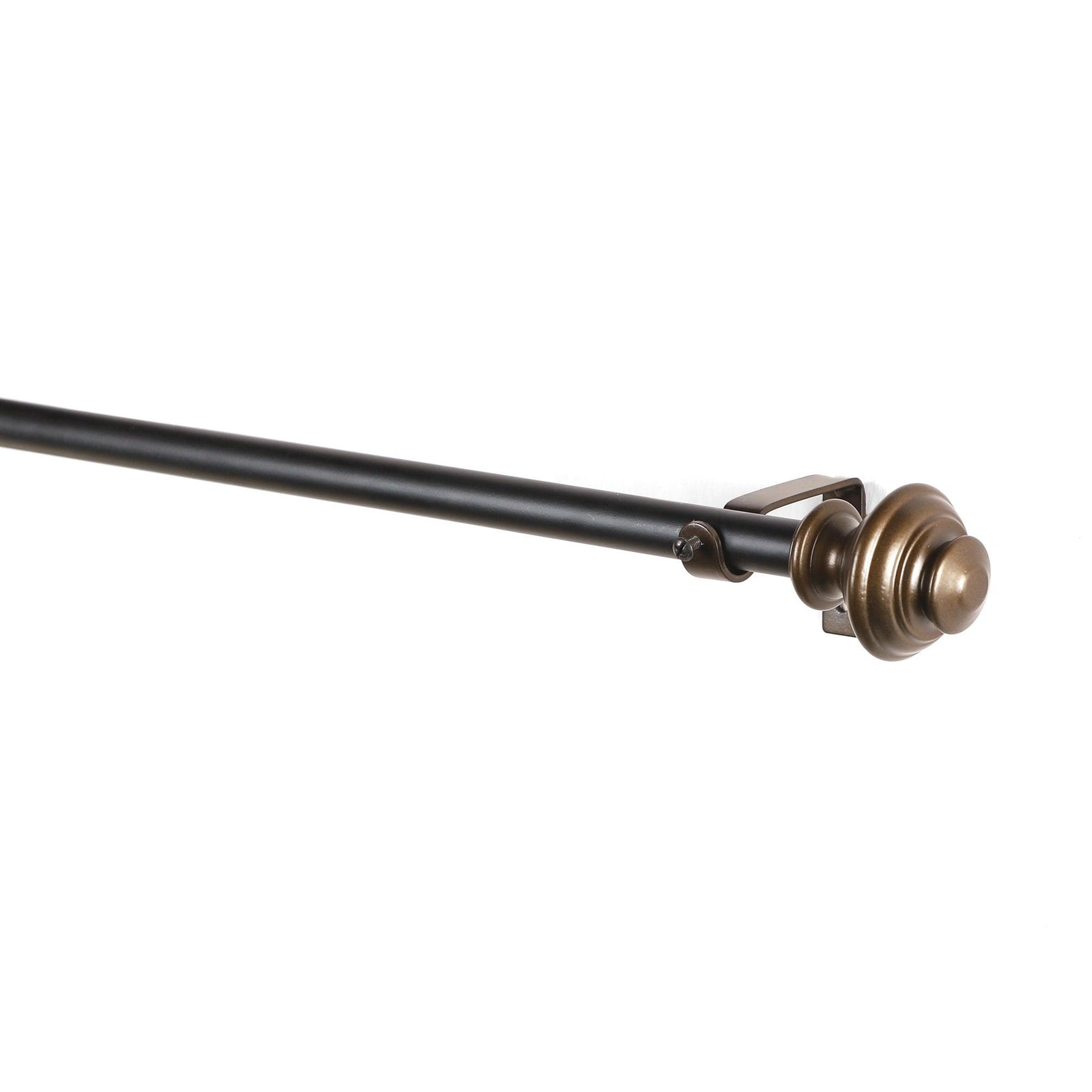 Black Extendable Curtain Pole | Brass Finials | 61-366cm-1