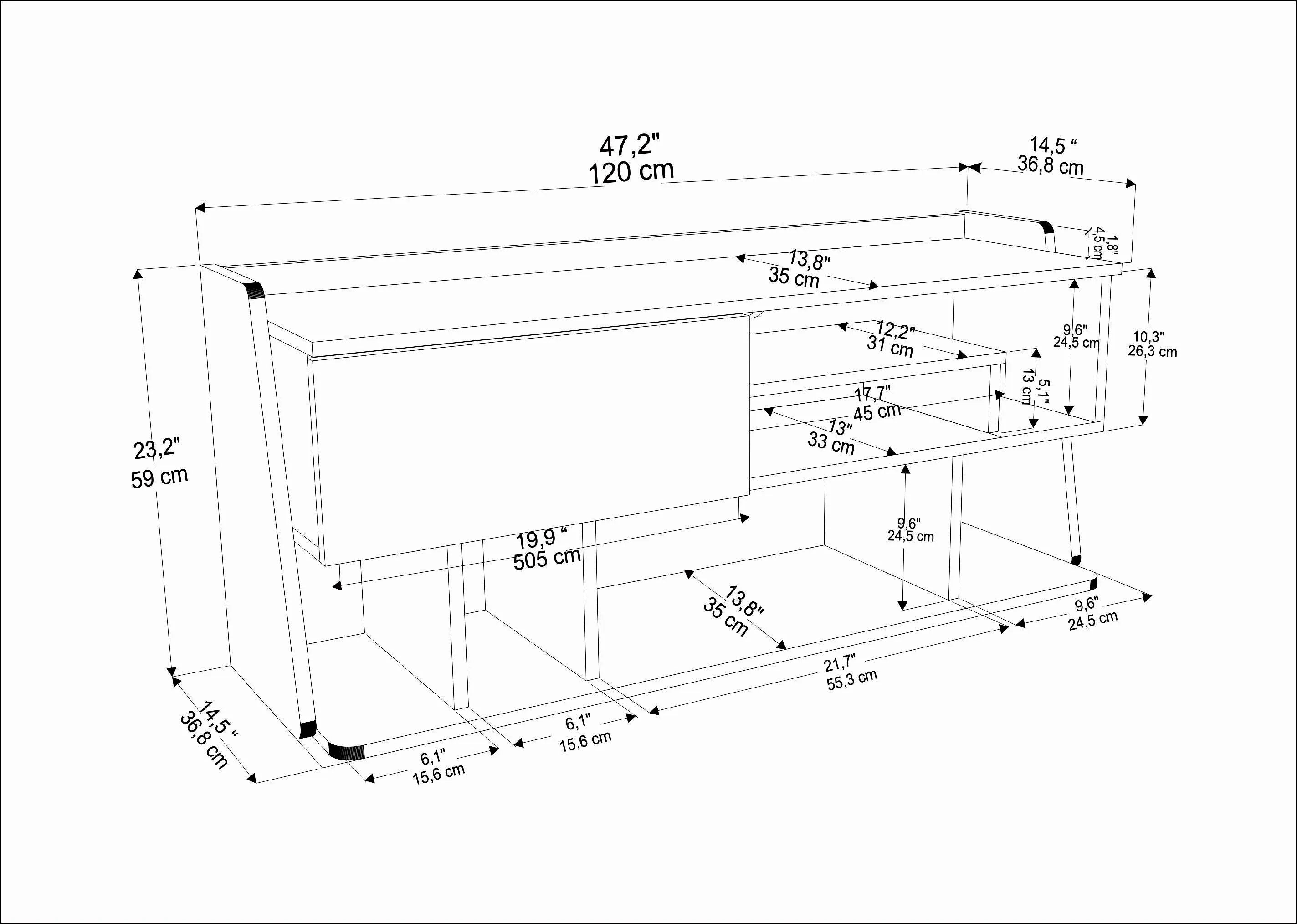Raca 47" Wide TV Stand and Media Console for TVs up to 55"
