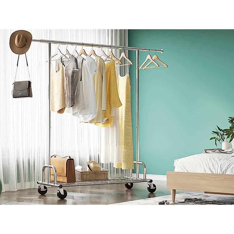 Heavy Duty Metal Clothing Bar Garment Rack on Lockable Casters - 450lb Capacity - PRHOMZ