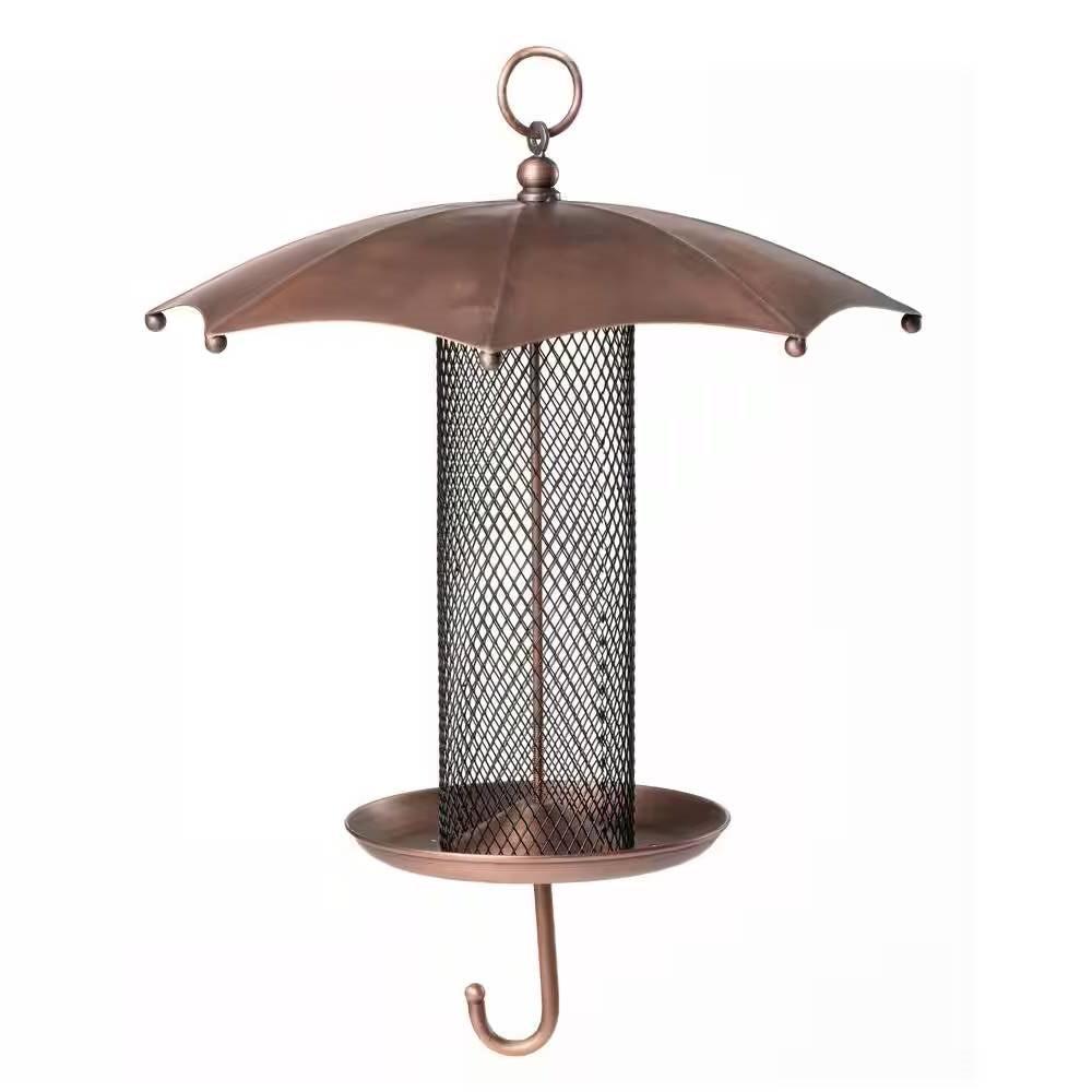 Copper Umbrella Bird Feeder with Mesh Tube Revivor - 3.5 lbs. Seed Capacity - PRHOMZ