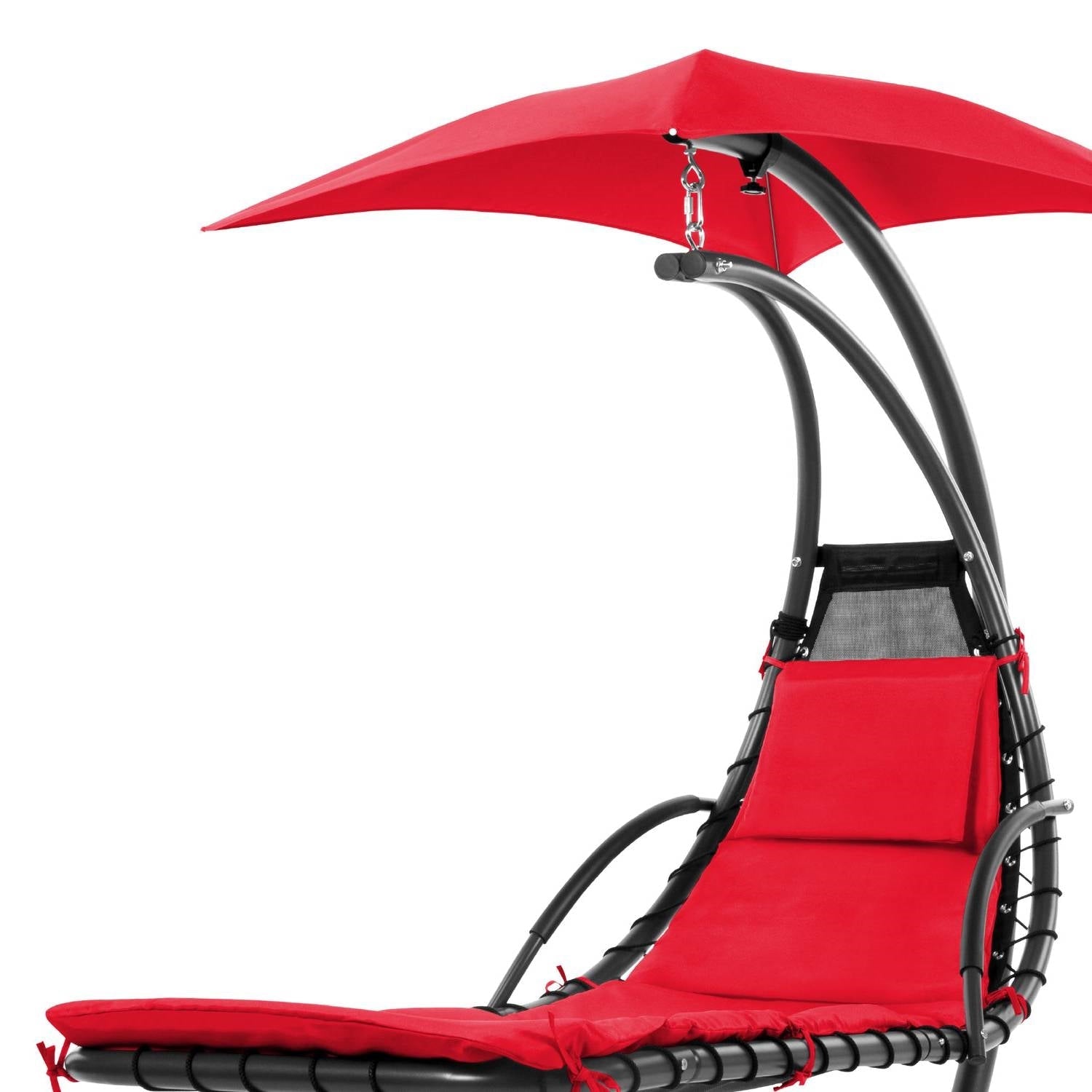 Red Single Person Sturdy Modern Chaise Lounger Hammock Chair Porch Swing-3