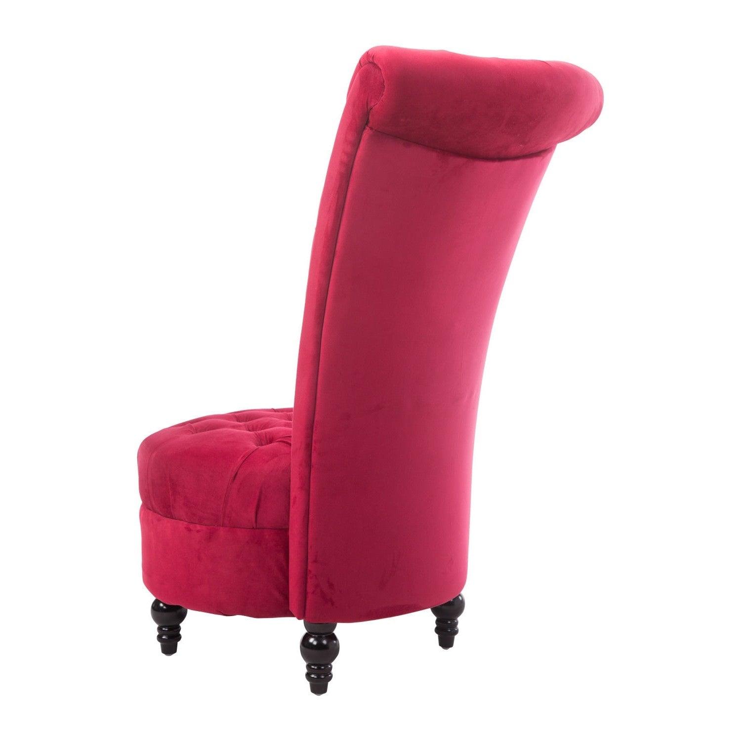 Red Tufted High Back Plush Velvet Upholstered Accent Low Profile Chair - PRHOMZ