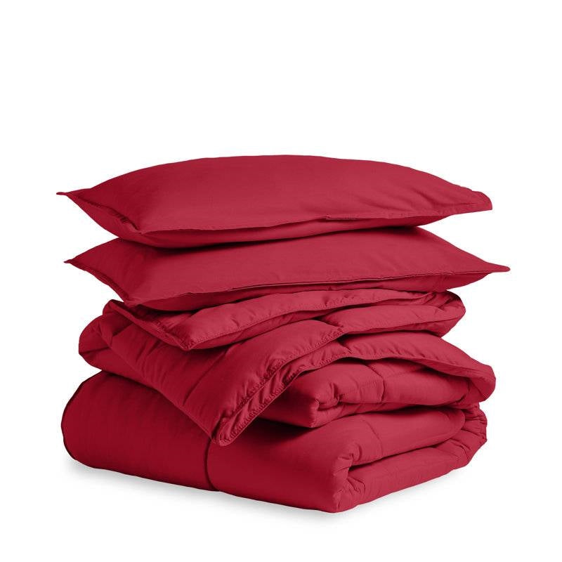 King/Cal King Size All Season Super Soft Down Alternative Comforter Set Red-1