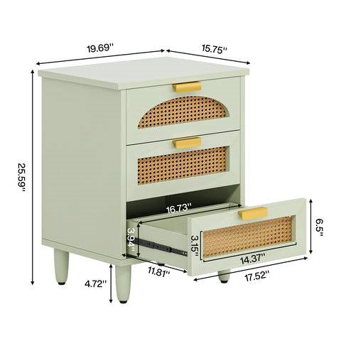 Retro Mid-Century Modern 3 Drawer Bedside Table Nightstand in Mint Green-4