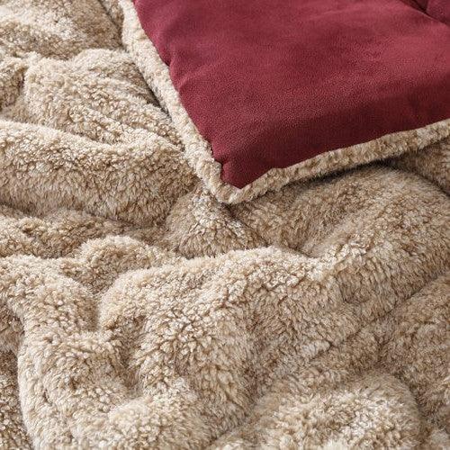 Twin Plush Sherpa Reversible Micro Suede Comforter Set in Marron - PRHOMZ