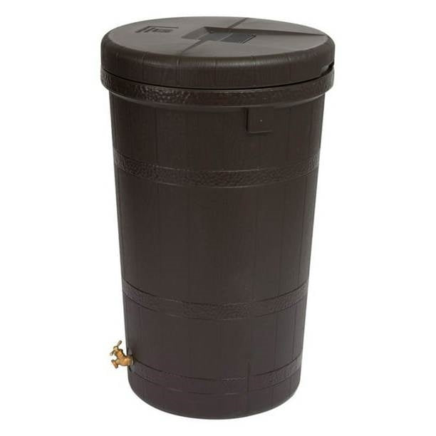 Dark Brown Single Spigot Eco 50-Gallon Rain Barrel-1