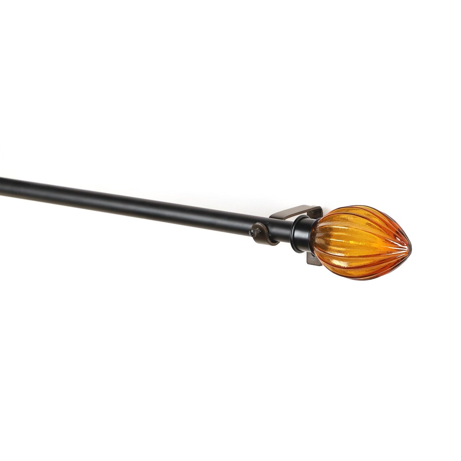 Black Extendable Curtain Pole | 25mm | Amber Glass Finials | 61-366cm-1